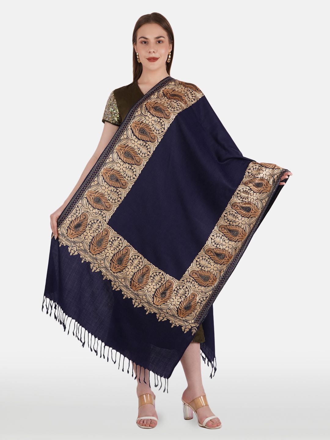 

MUFFLY Women Embroidered Stole, Blue