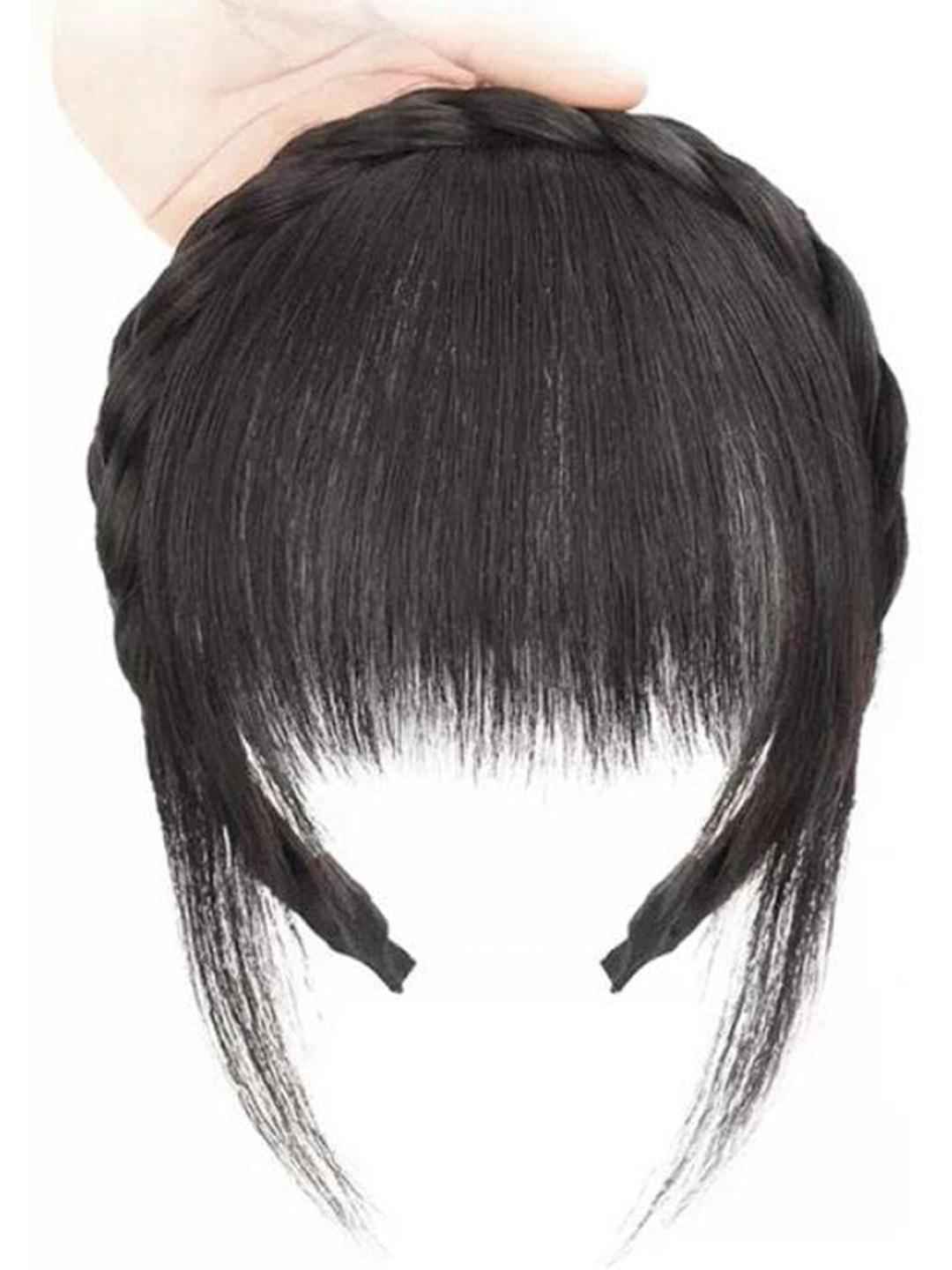 

CRIBE Fringe Halo Straight Scalp Topper Hairband Hair Extension - Black