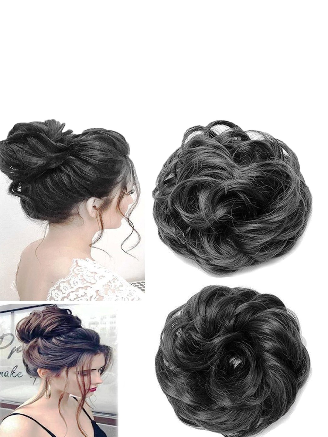 

CRIBE Set Of 2 Rafal Halo Wavy Bun Hair Extension - Black