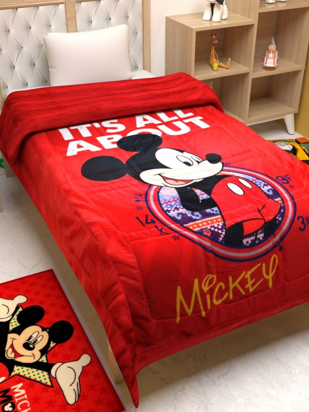 

Athom Living Red & Black Mickey Mouse Printed 350 GSM Single Bed Comforter