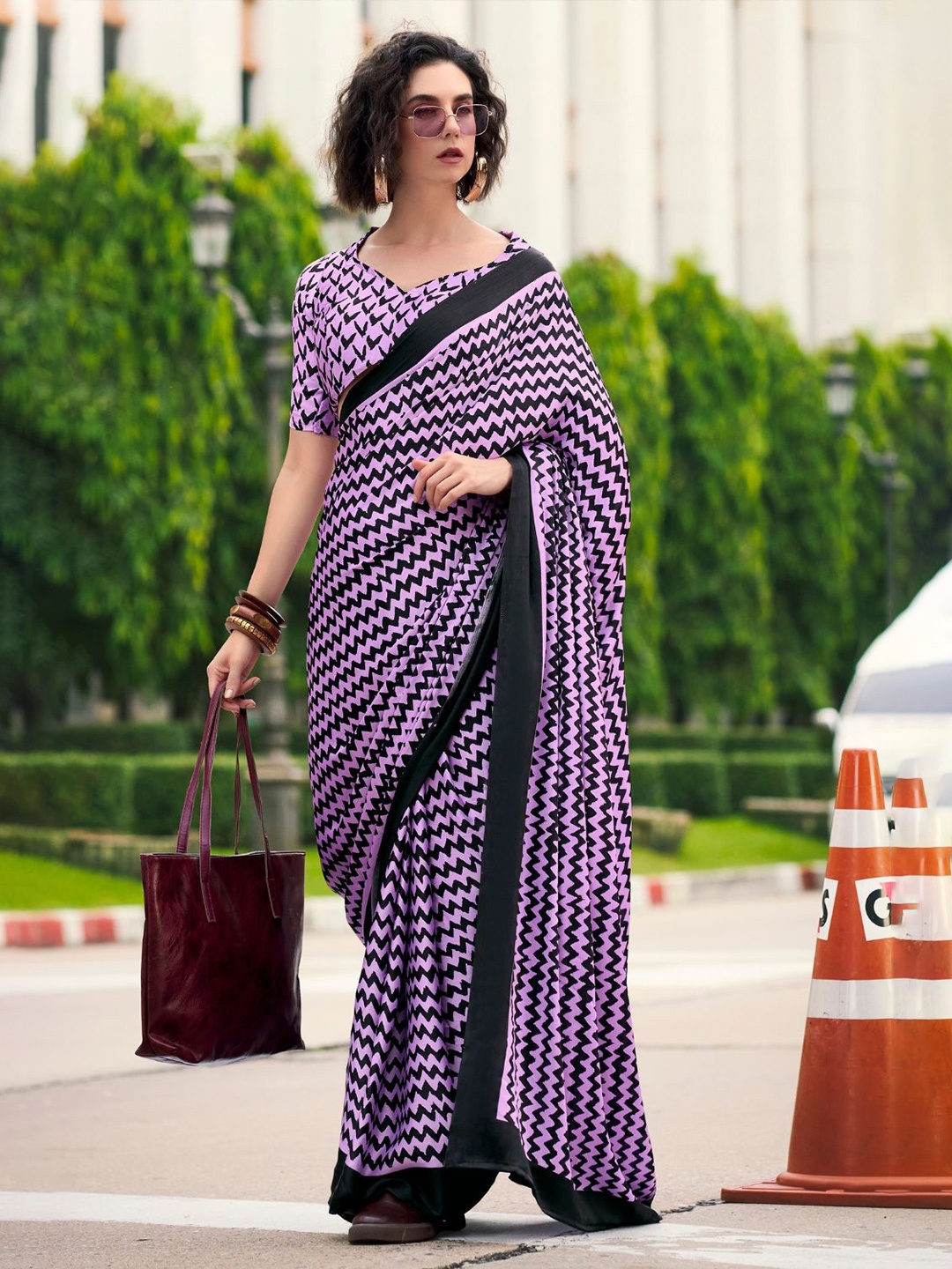 

DEVATITHI Lavender Japan Satin Saree