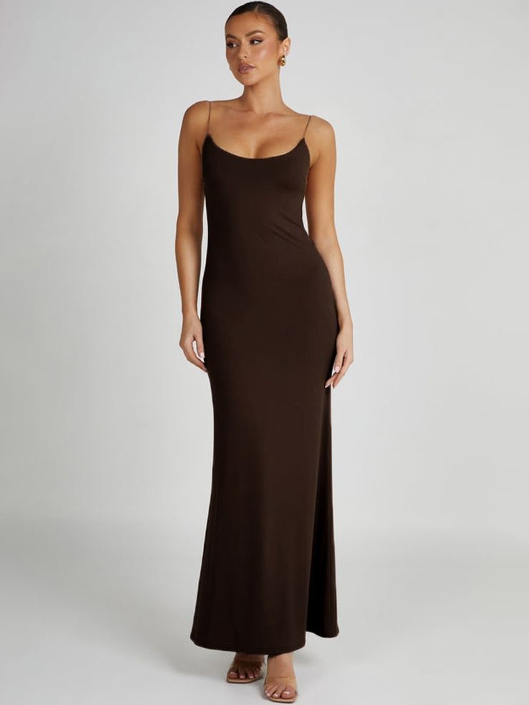 

LULU & SKY Women Sheath Maxi Dress, Brown