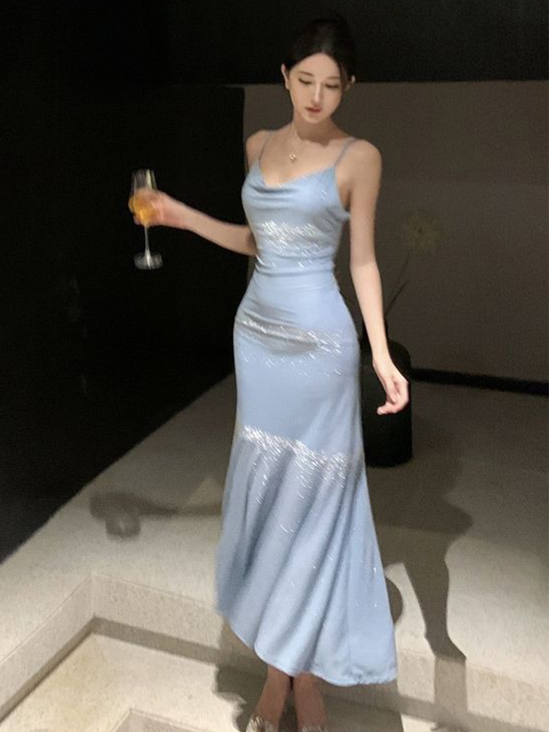

LULU & SKY Women Embellished Bodycon Maxi Dress, Blue
