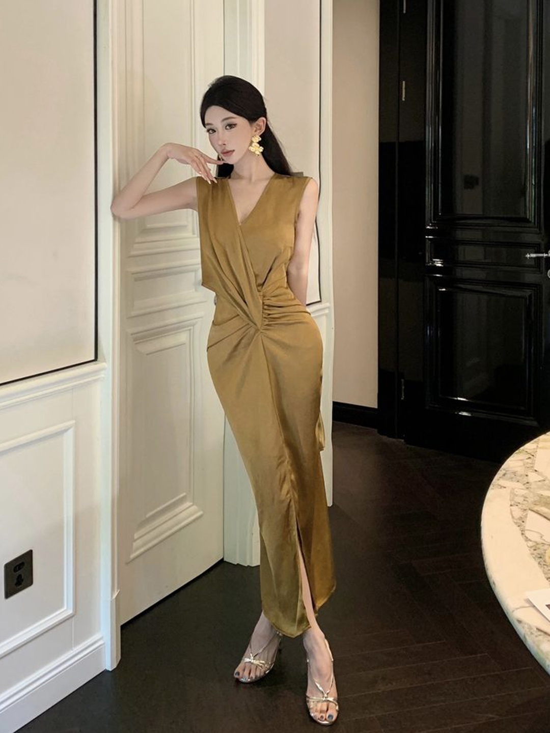 

LULU & SKY Women Wrap Dress, Gold