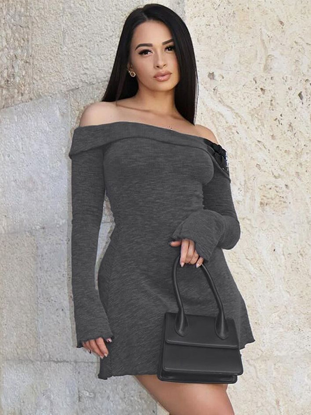 

LULU & SKY Off-Shoulder Bodycon Dress, Grey