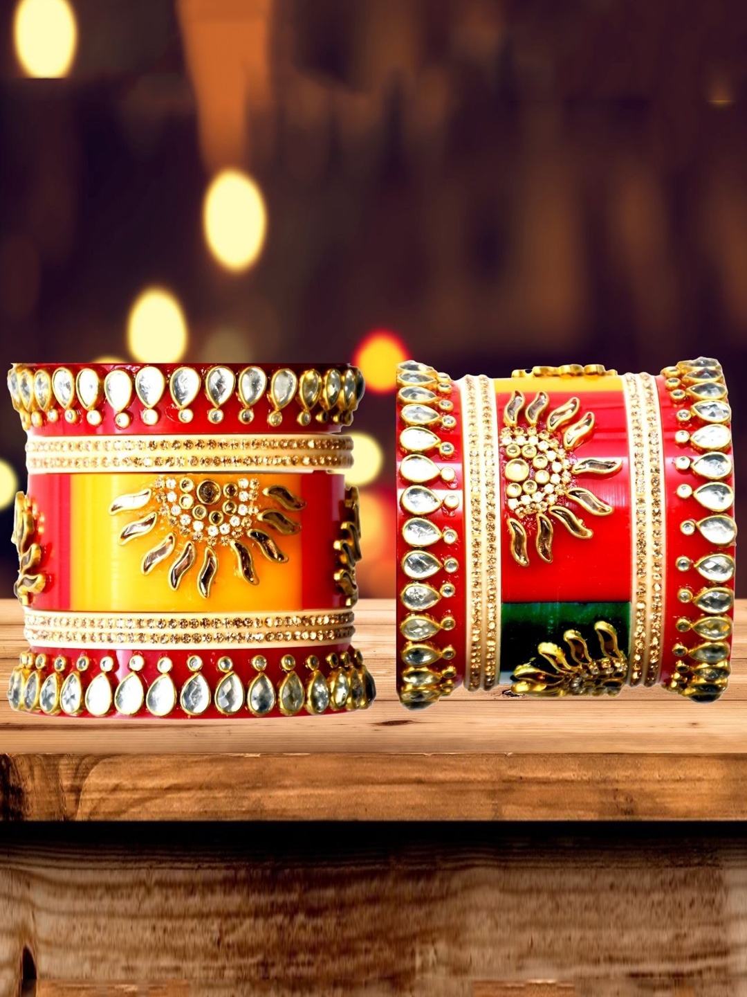 

Zindura Set Of 2 Gold-Plated American Diamond-Studded Bangles