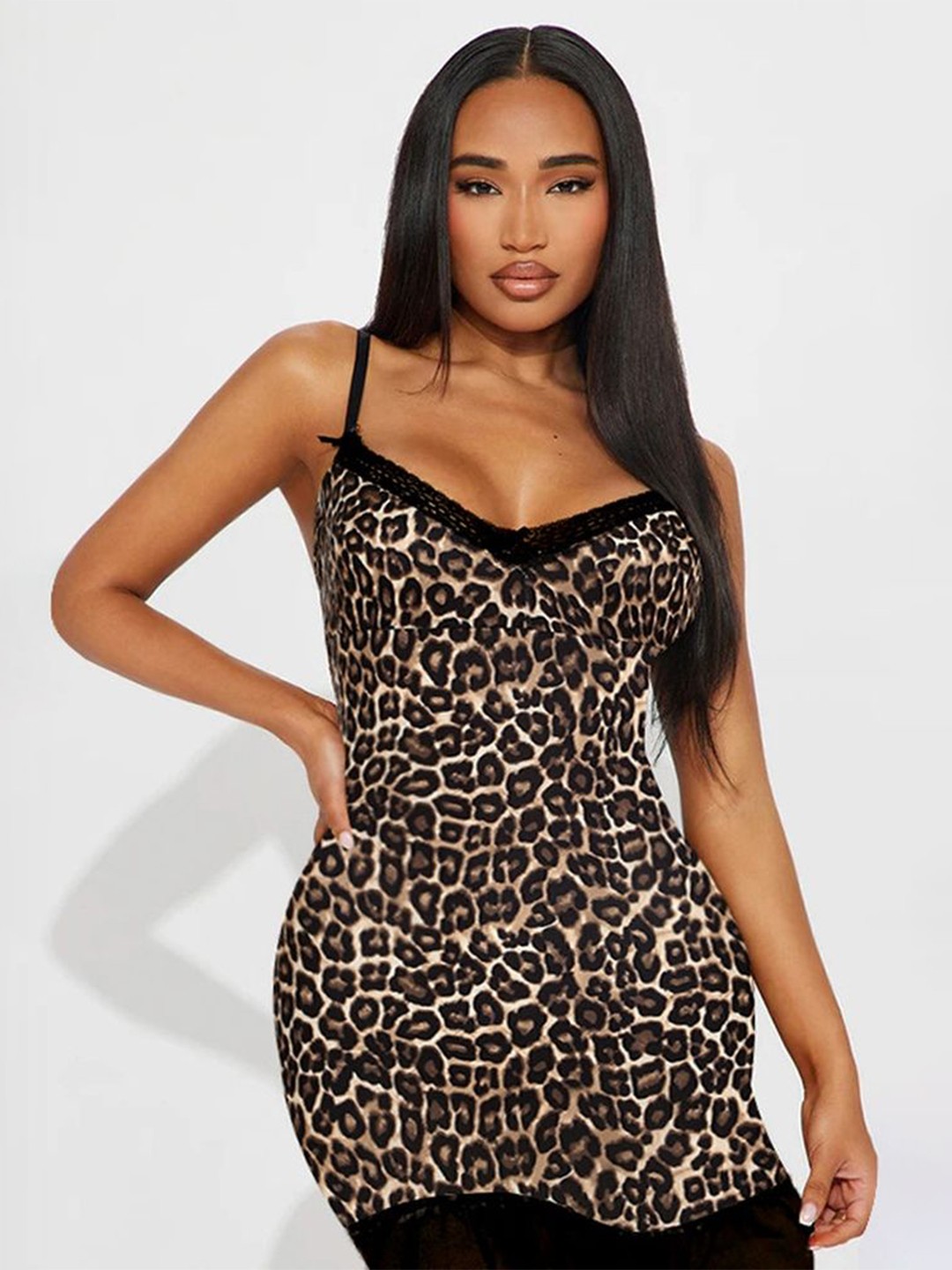 

LULU & SKY Animal Printed Bodycon Mini Dress, Brown
