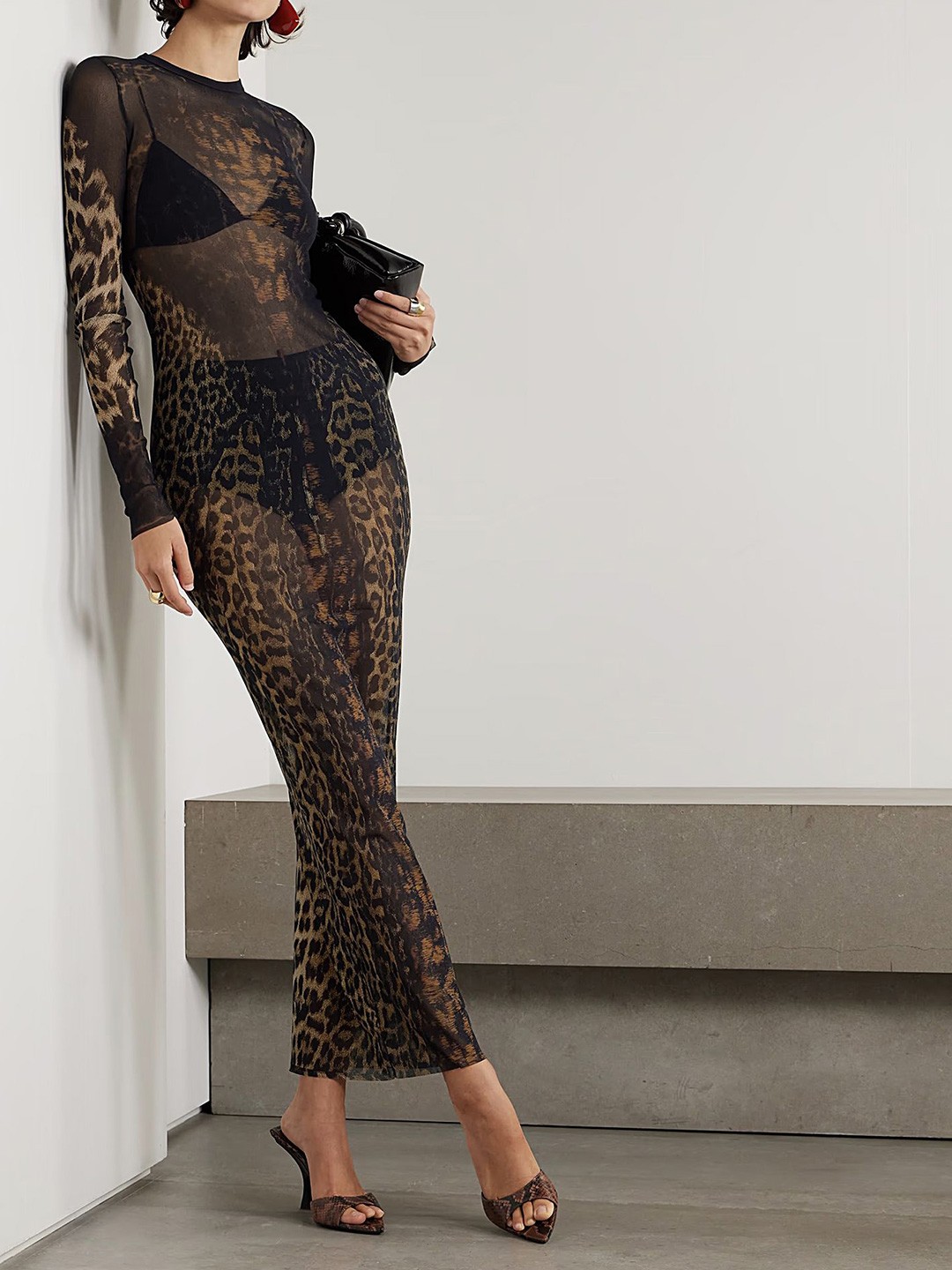 

LULU & SKY Women Print Bodycon Maxi Dress, Black