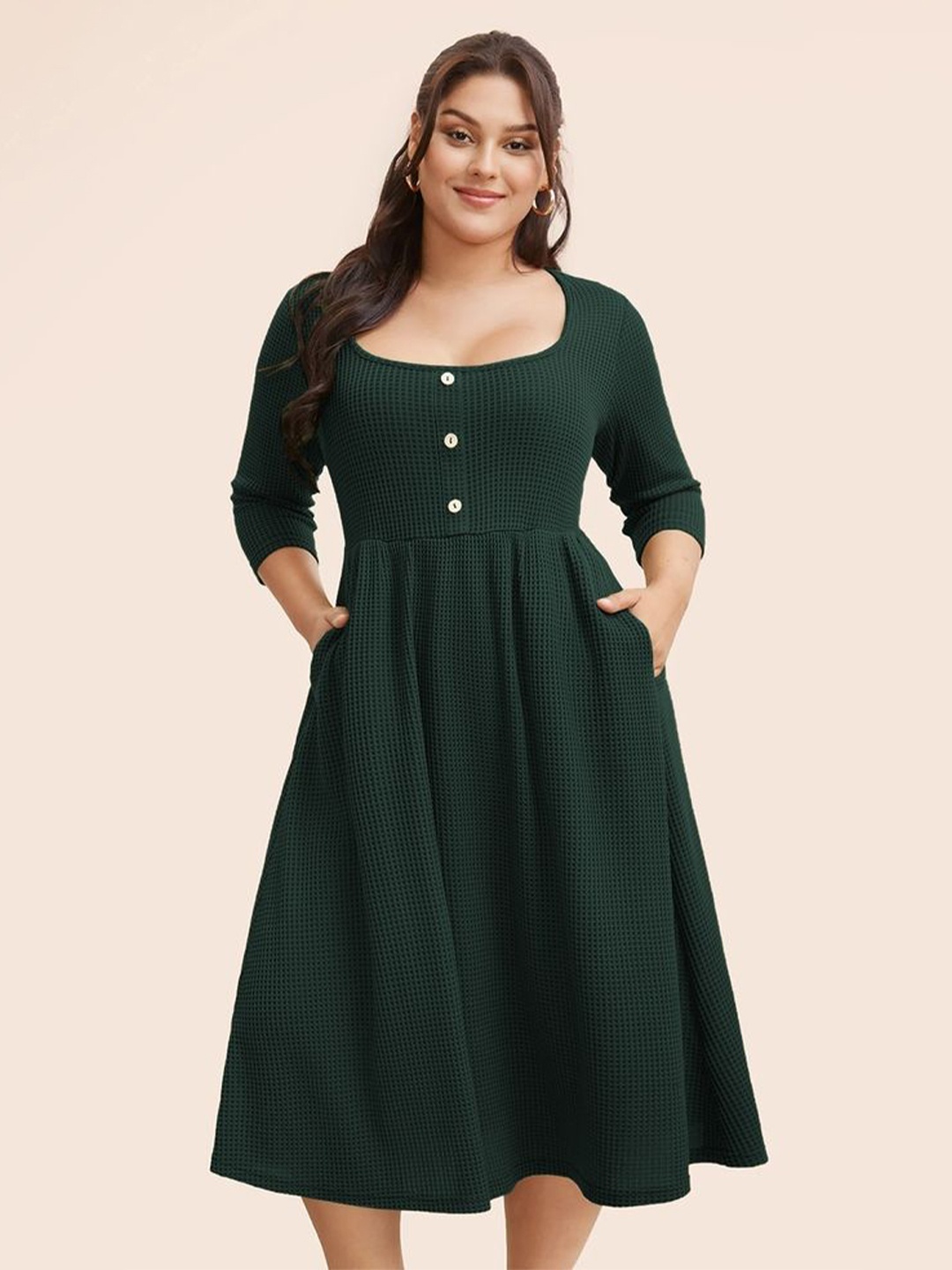 

LULU & SKY Women Plus Size Fit And Flare Dress, Green