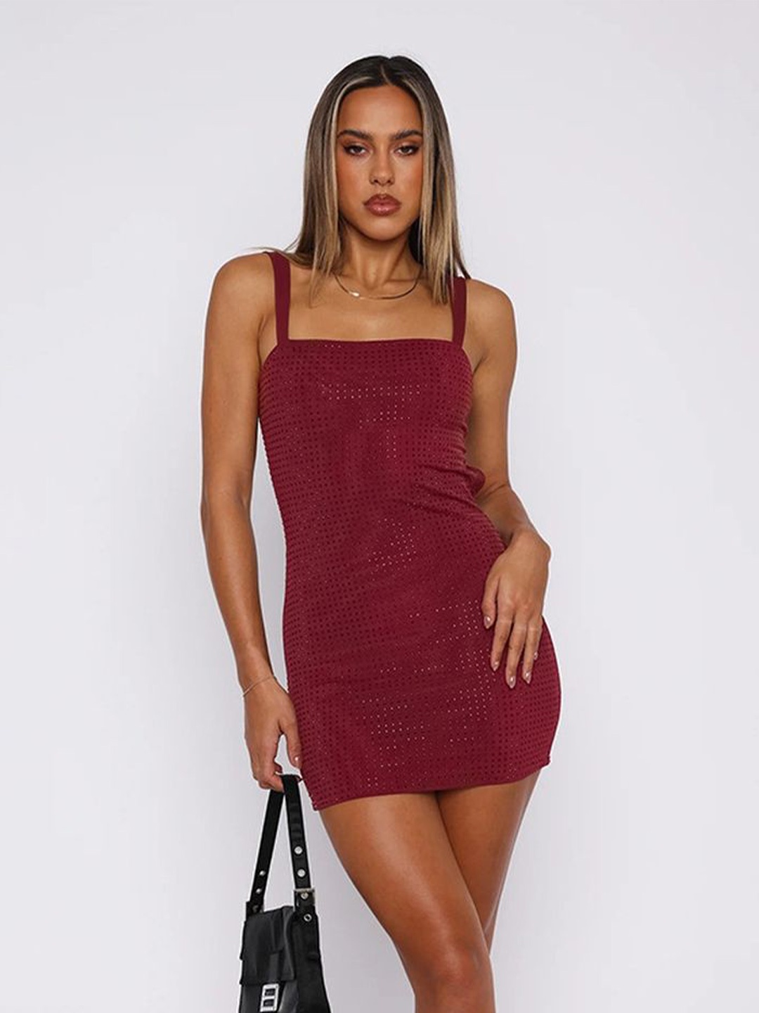 

LULU & SKY Women Bodycon Mini Dress, Burgundy