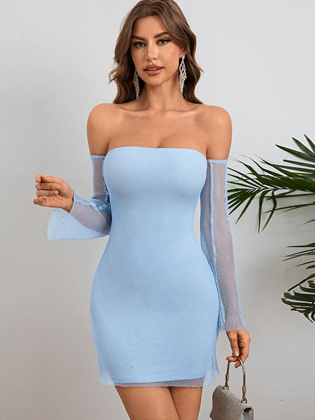 

LULU & SKY Off-Shoulder Bodycon Mini Dress, Blue