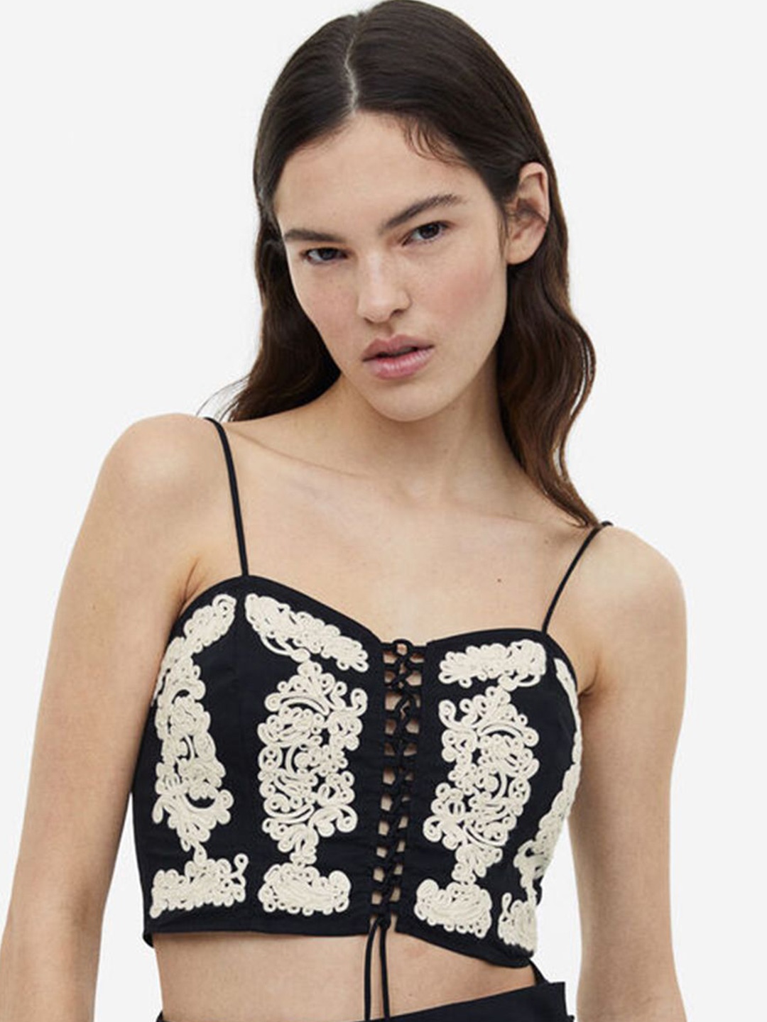 

LULU & SKY Self Design Bralette Crop Top, Black