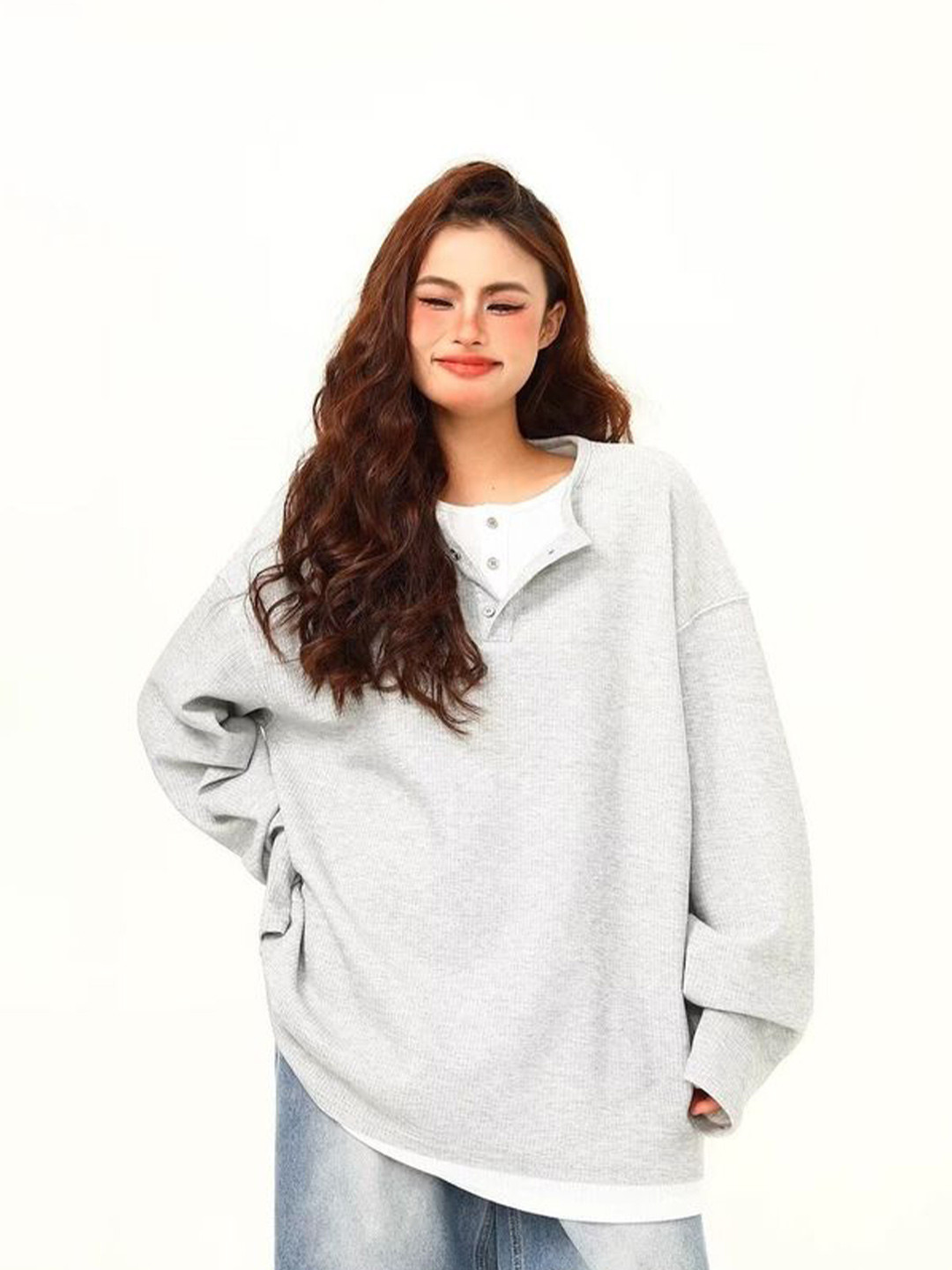 

LULU & SKY Cotton Oversized Top, Grey