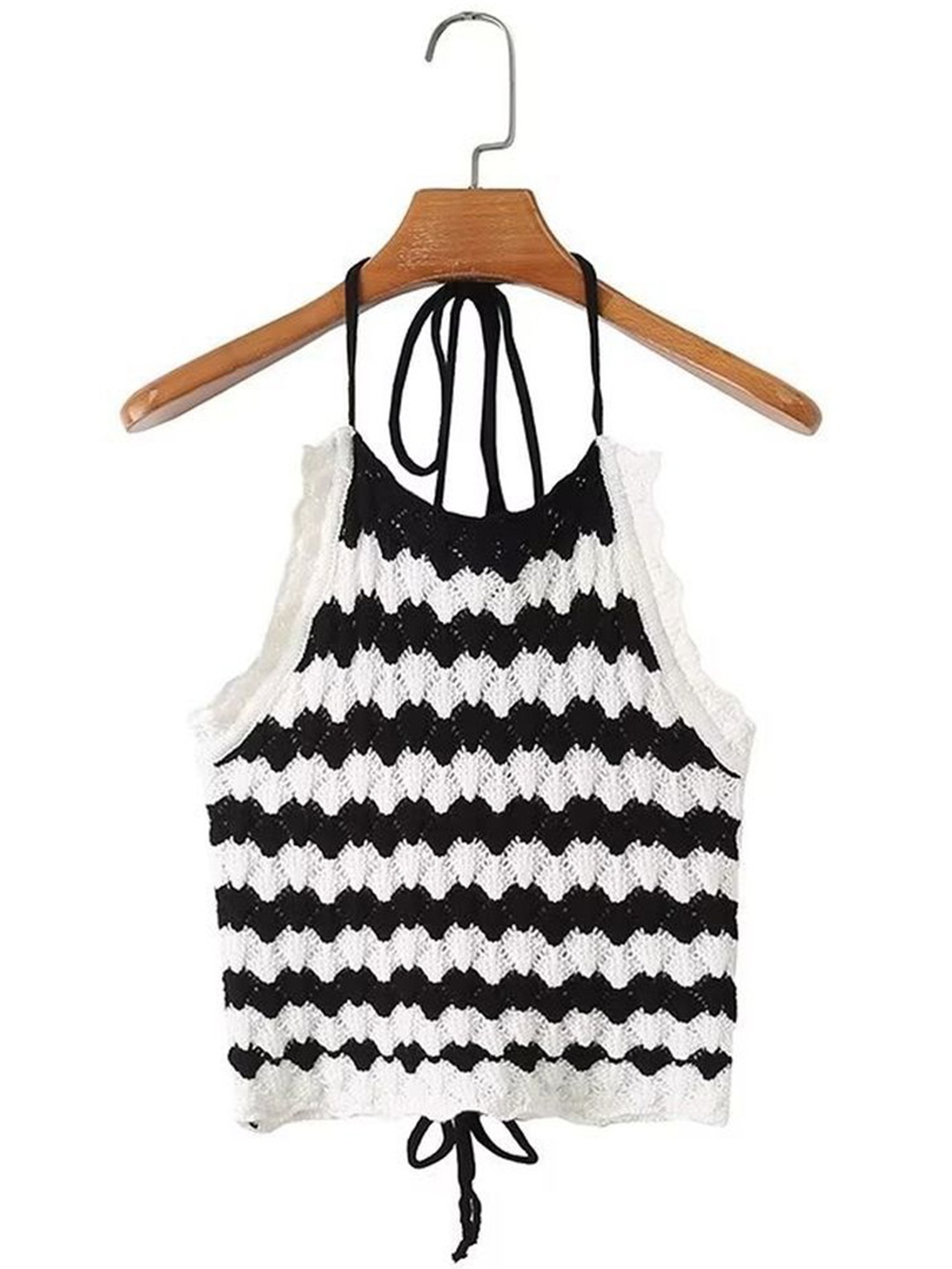 

LULU & SKY Women Printed Shoulder Straps Crop Top, Black