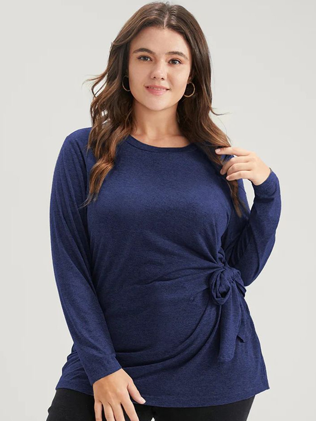 

LULU & SKY Women Plus Size Round Neck Top, Blue