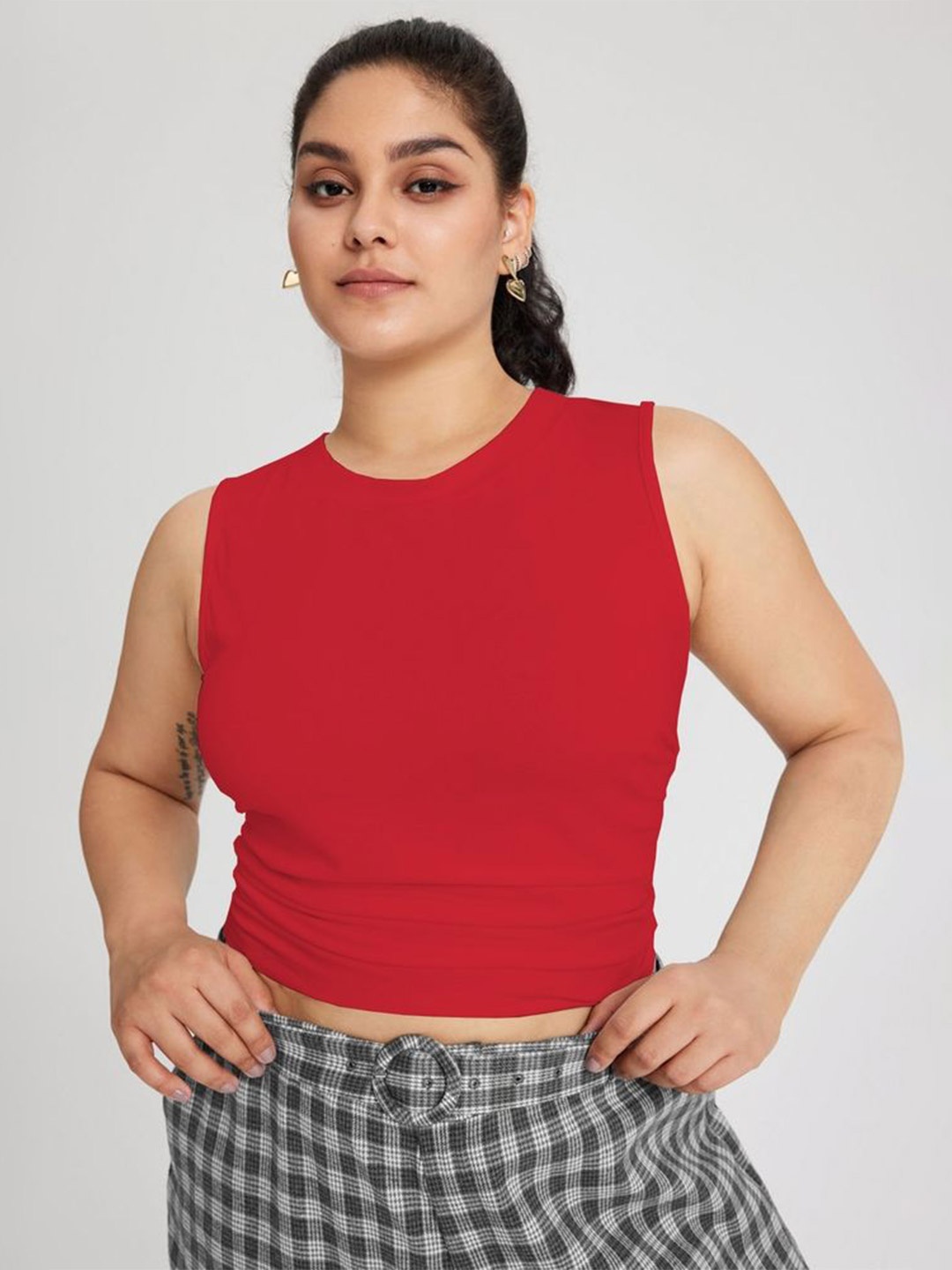 

LULU & SKY Women Sleeveless Crop Top, Red