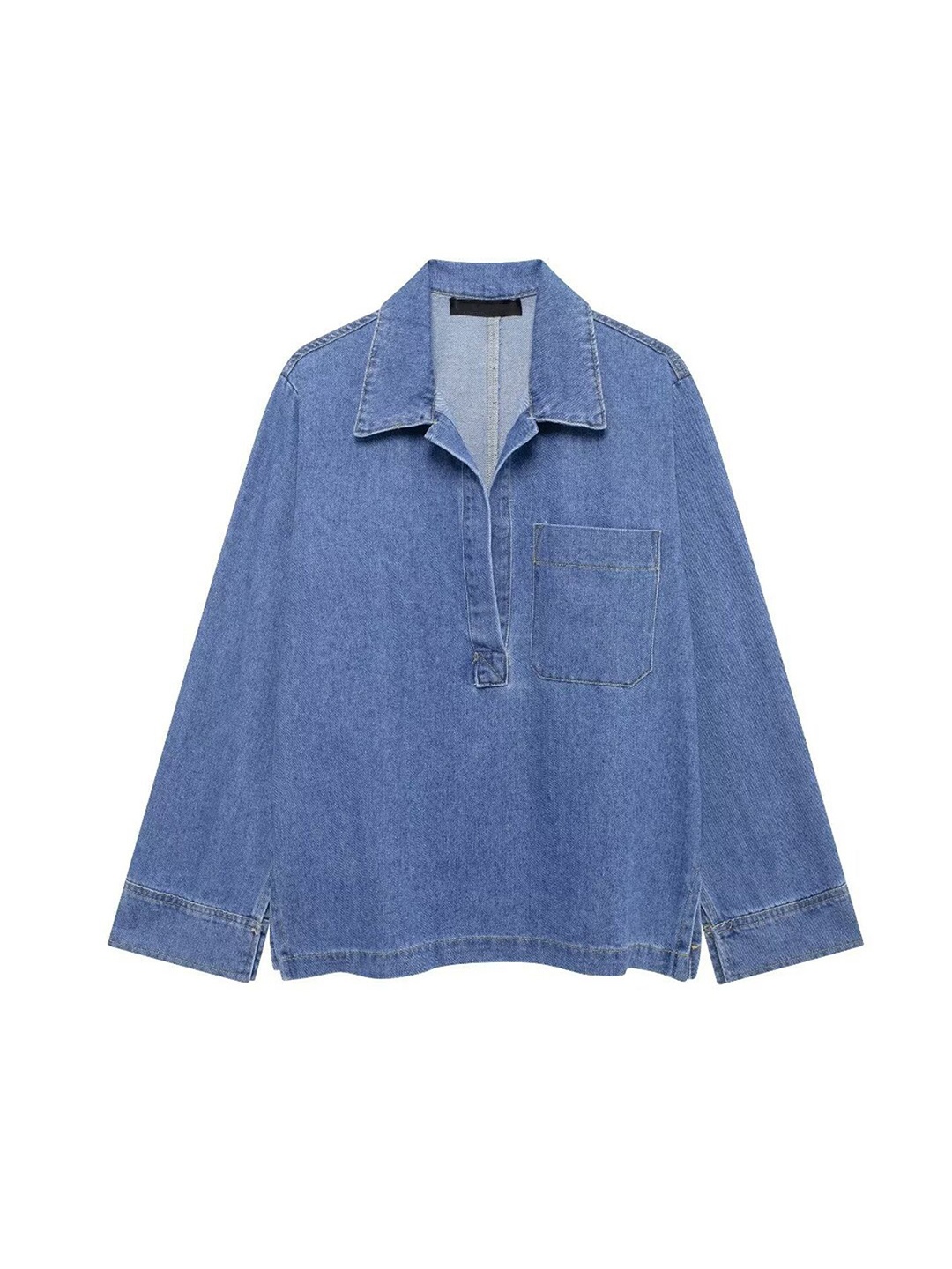 

LULU & SKY Women Denim Shirt Style Top, Blue