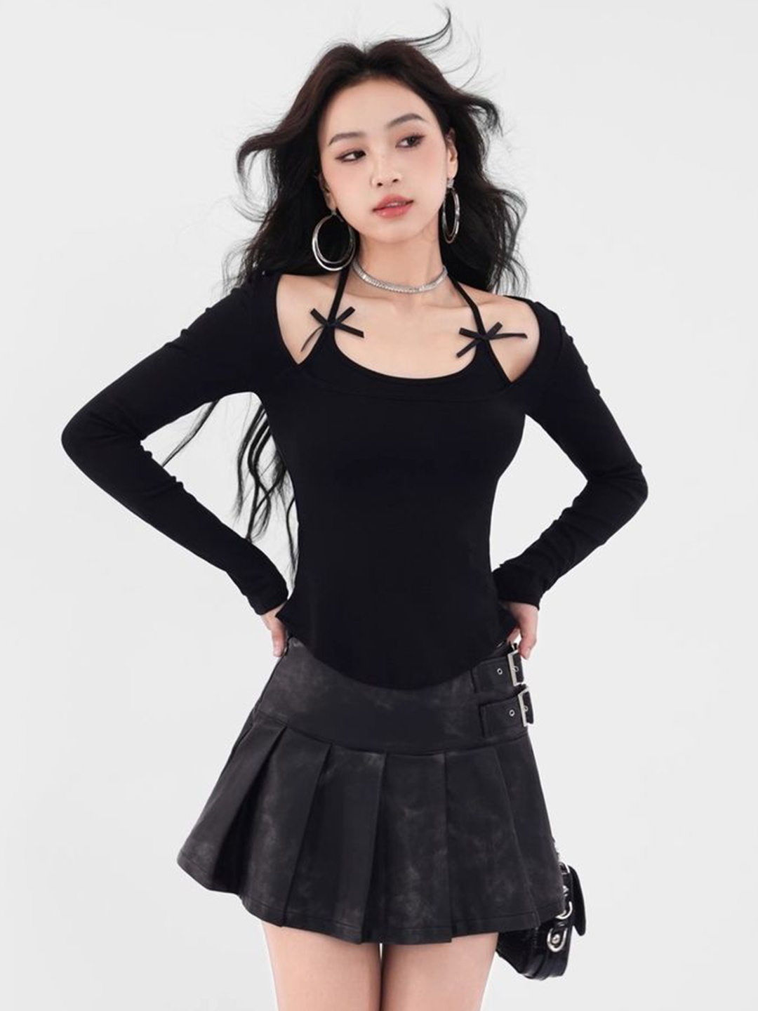 

LULU & SKY Women Halter Neck Cotton Top, Black