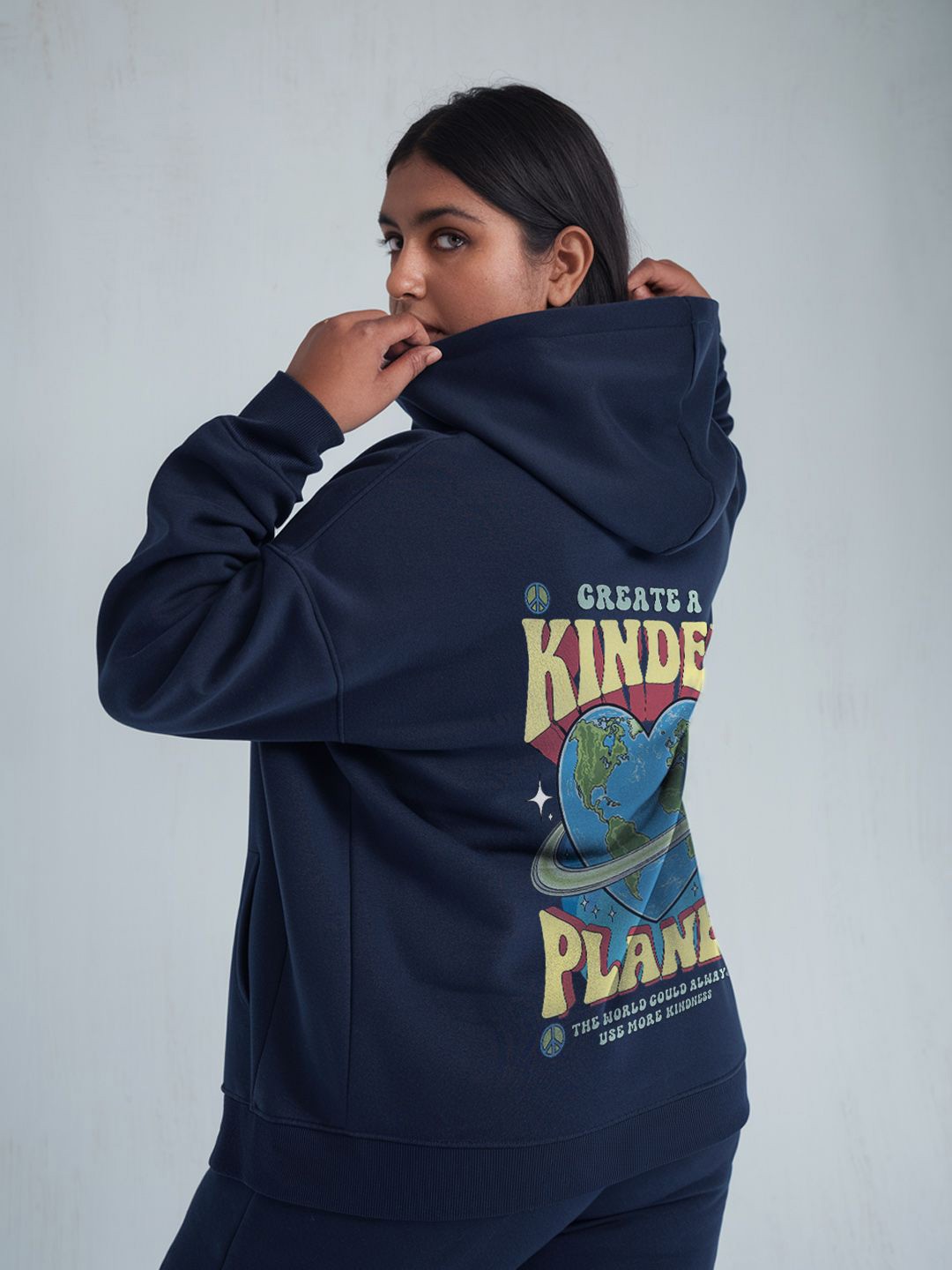

FFLIRTYGO Women Plus Size Printed Hooded Sweatshirt, Blue