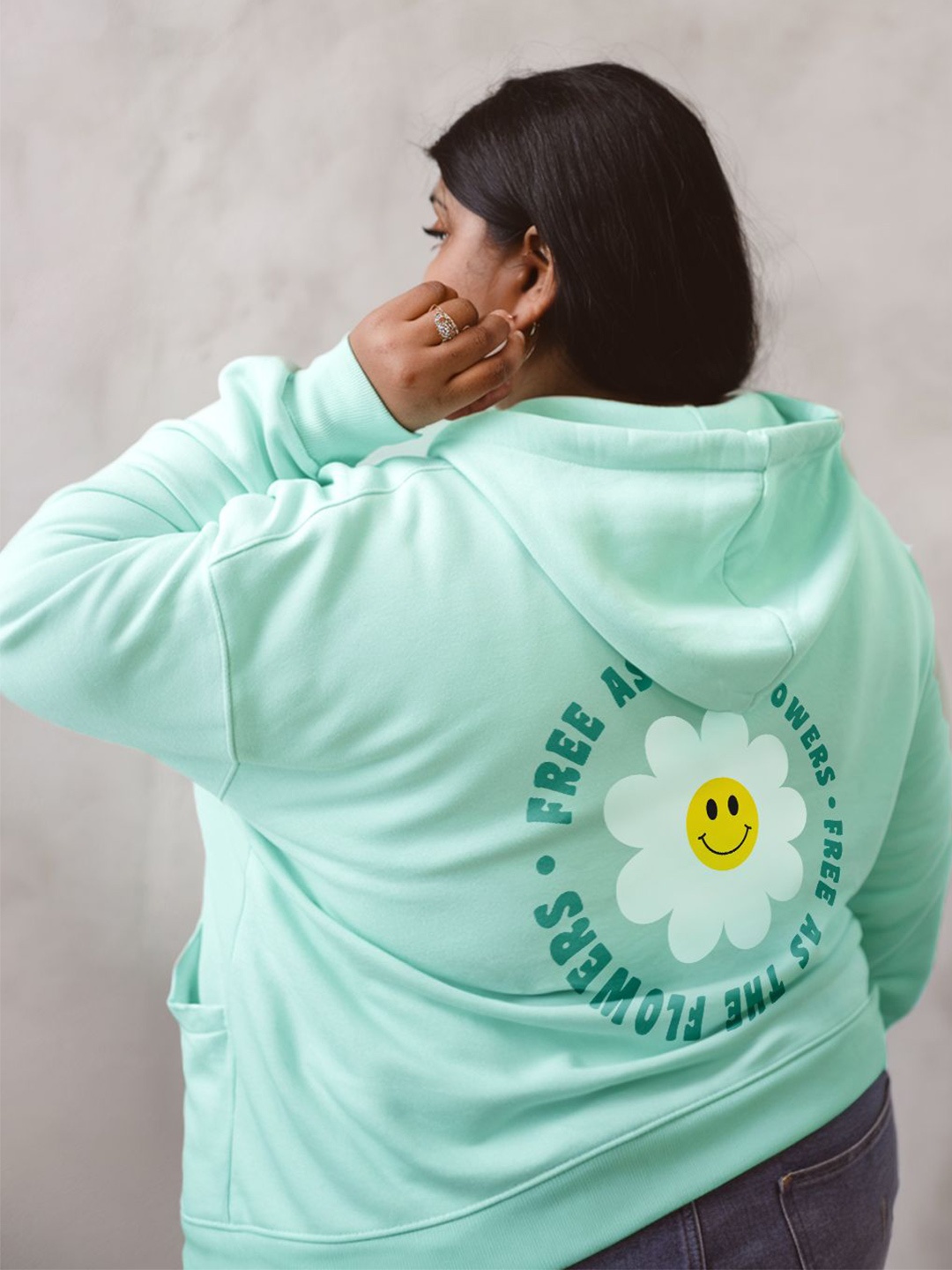 

FFLIRTYGO Women Plus Size Printed Hooded Pullover Sweatshirt, Lime green