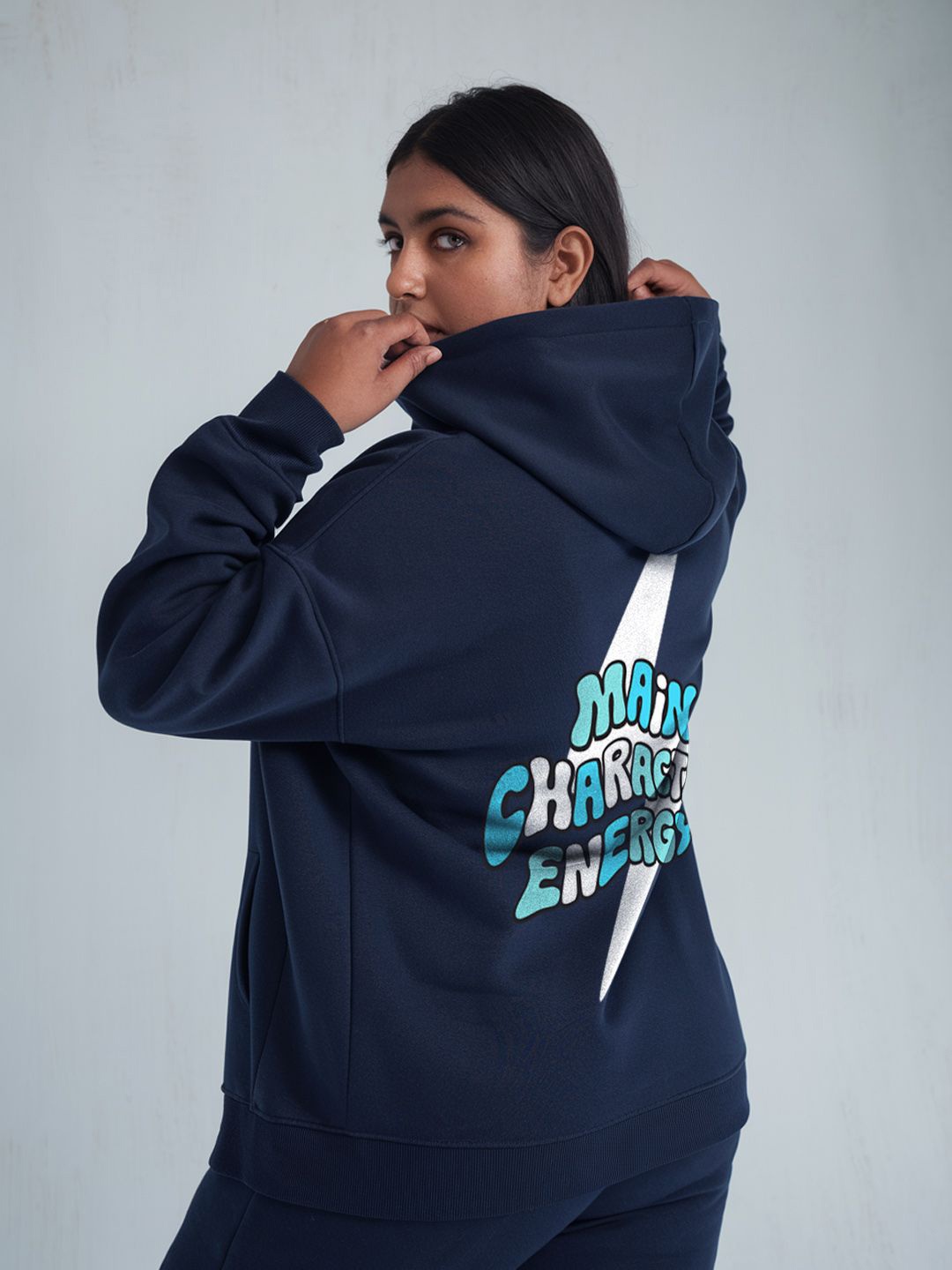 

FFLIRTYGO Women Plus Size Printed Hooded Sweatshirt, Blue
