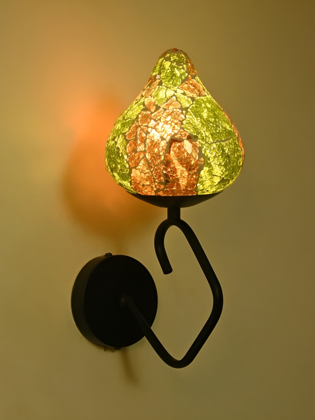 

Afast Green & Orange Colored Printed Metal Abstract Shaped Wall Lamp