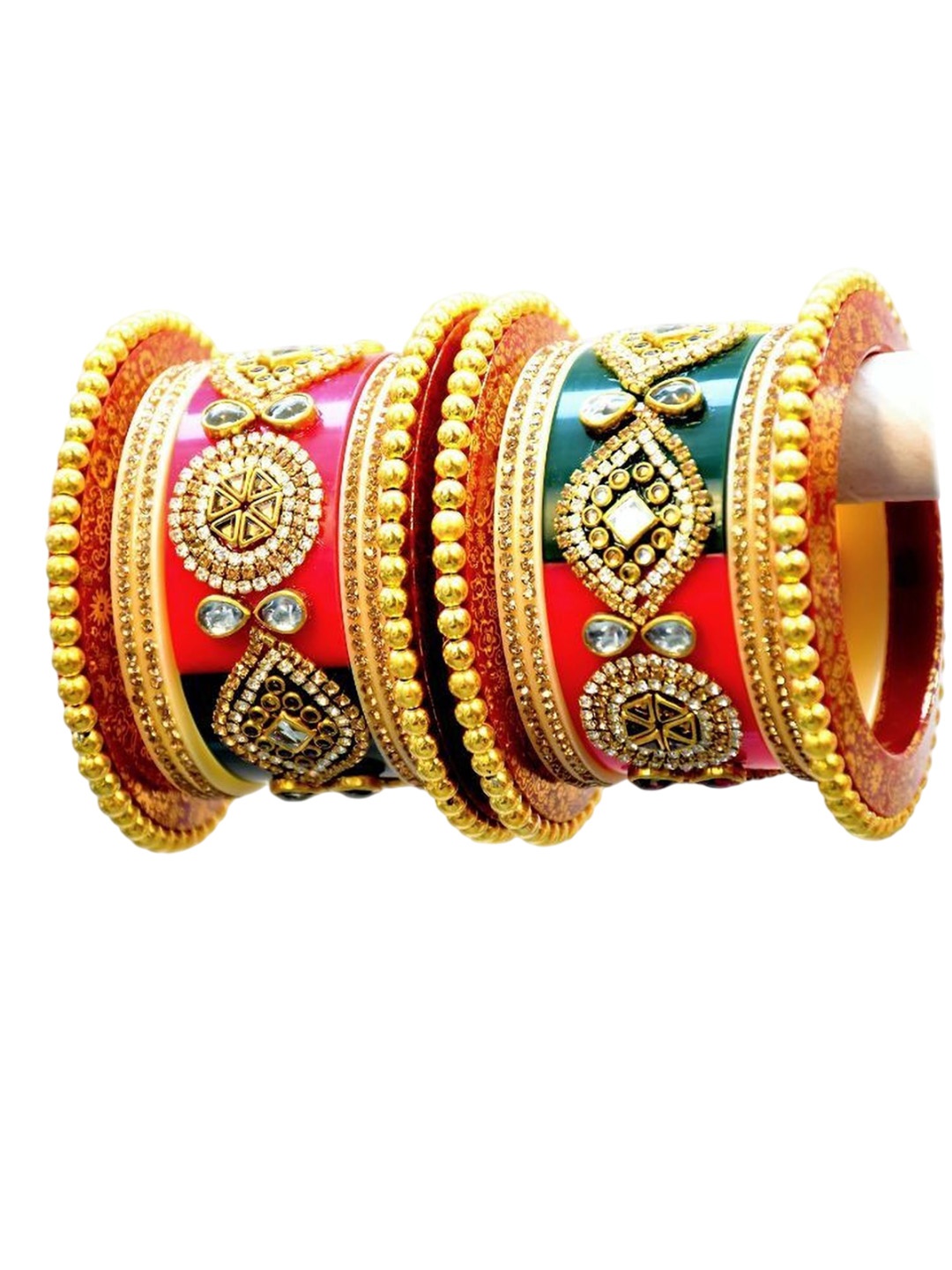

Zindura Set Of 2 Gold-Plated Crystal Stone Studded Chudas Bangles