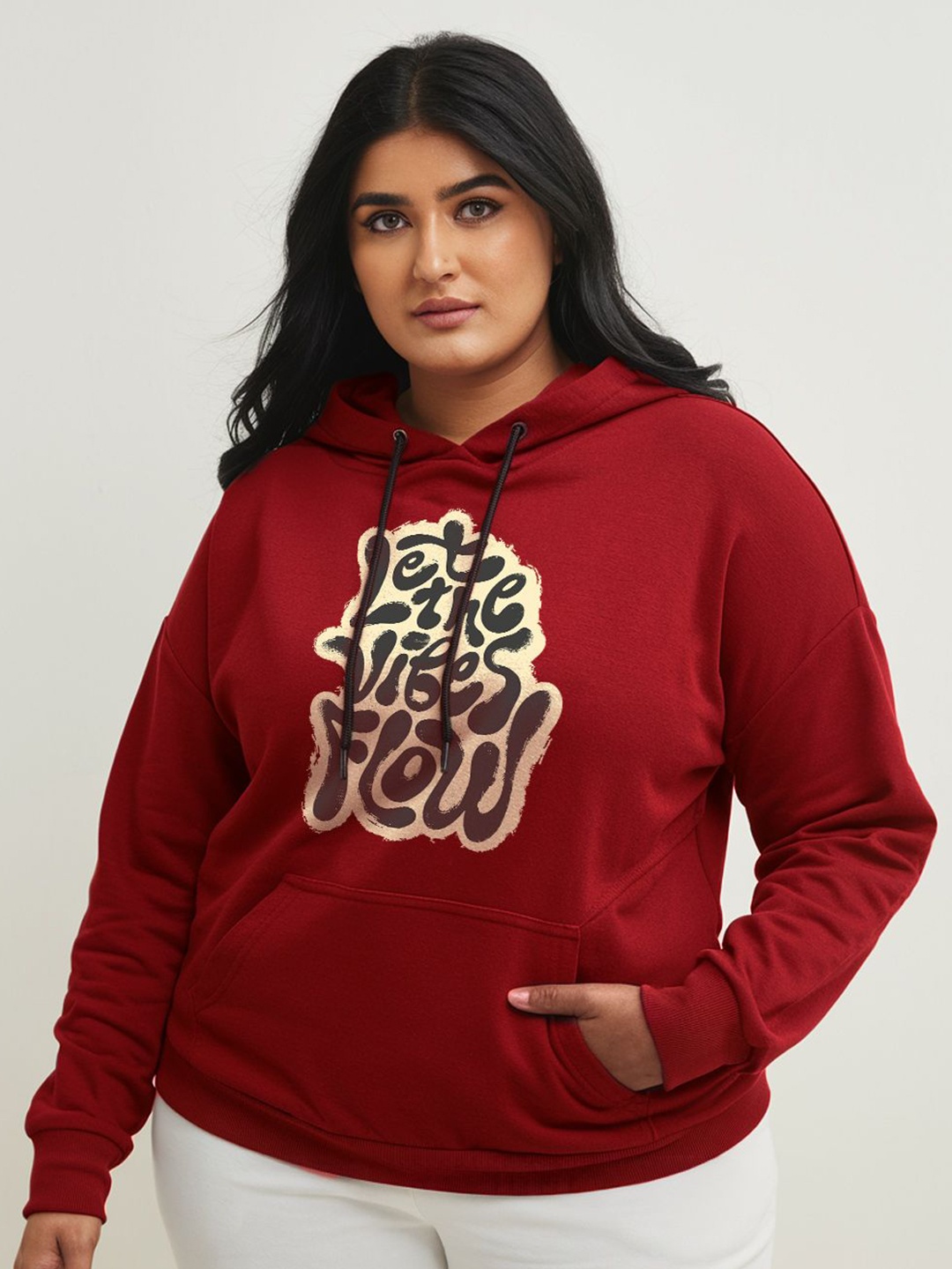 

FFLIRTYGO Women Graphic Printed Plus Size Sweatshirt, Red
