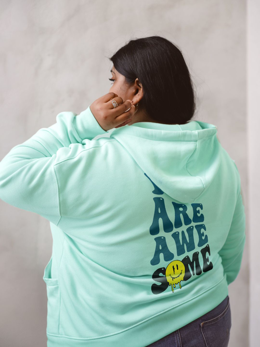 

FFLIRTYGO Women Plus Size Printed Hooded Sweatshirt, Lime green