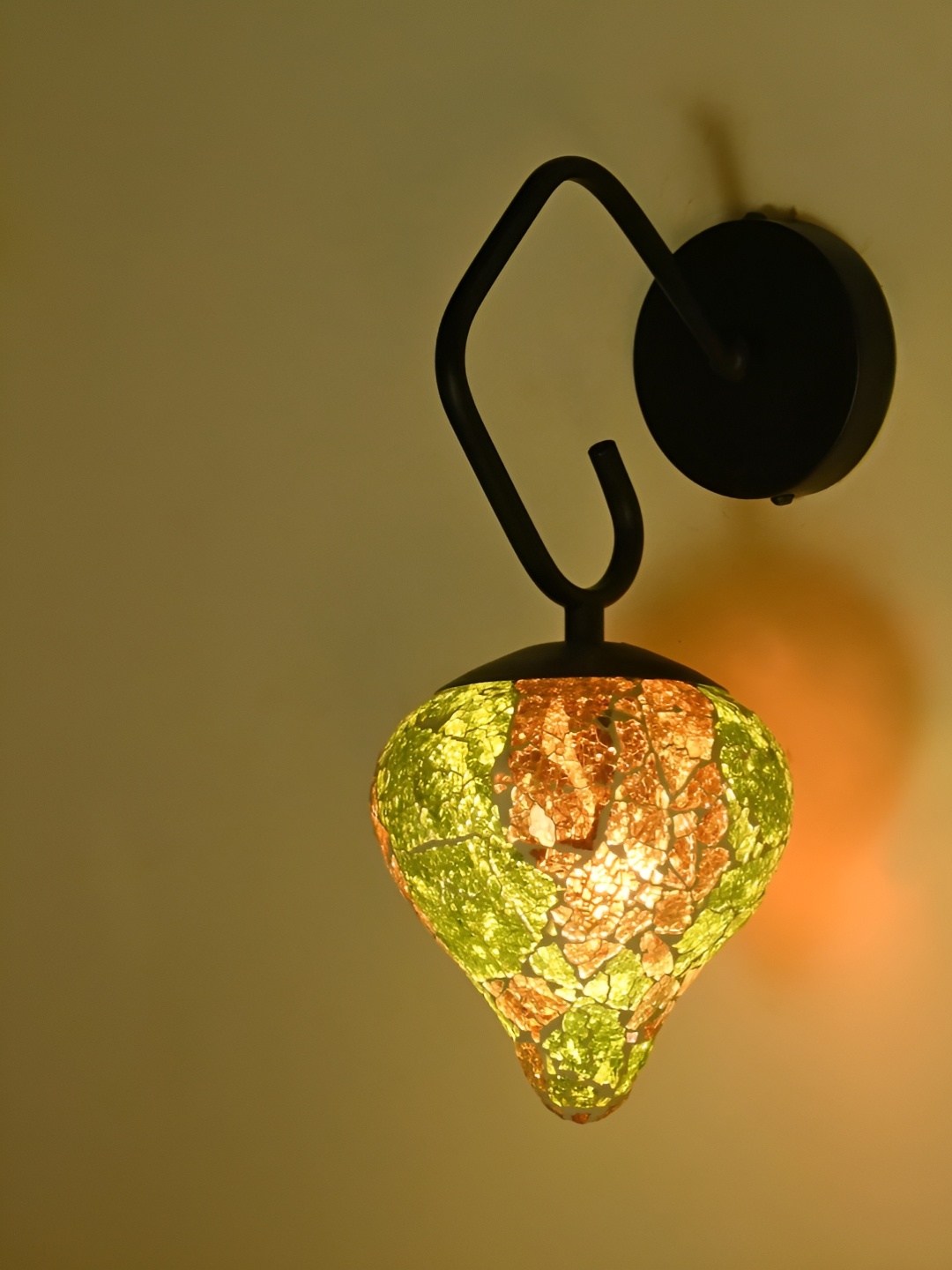 

Afast Green & Orange Colored Textured Metal Abstract Shaped Wall Lamp