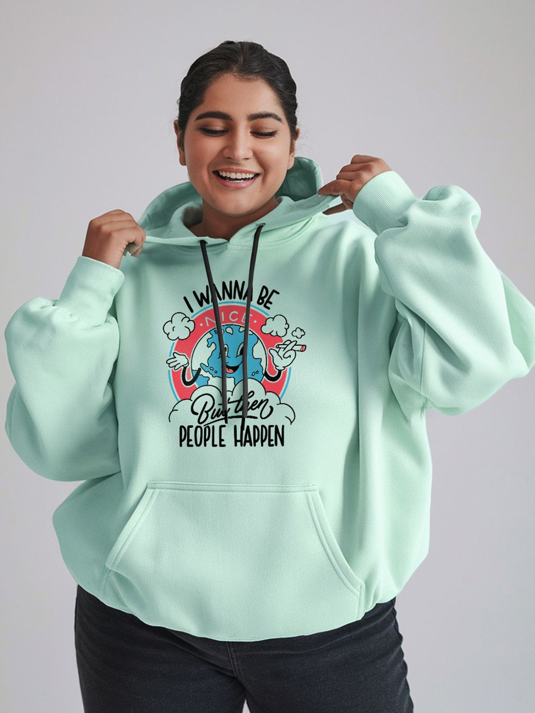 

FFLIRTYGO Women Plus Size Hooded Sweatshirt, Lime green