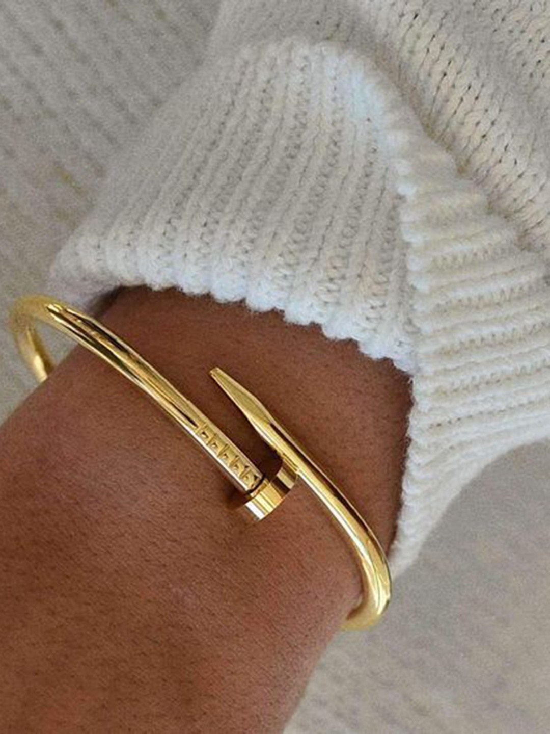 

JEWILLEY Gold-Plated Stainless Steel Kada Bracelet