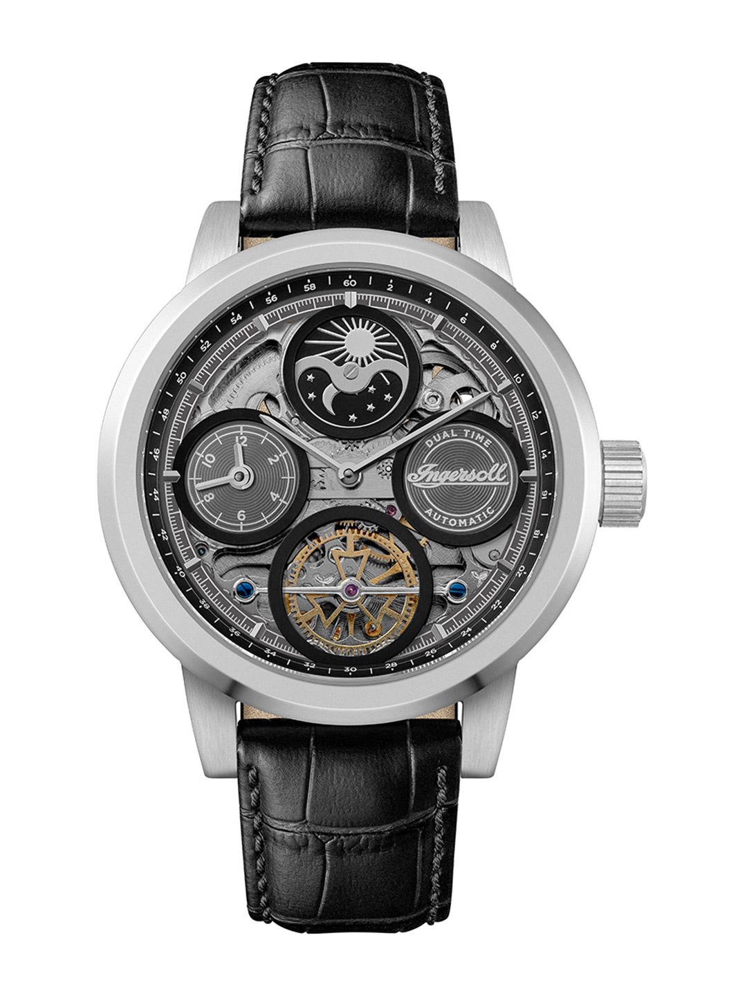 

Ingersoll Men Dial & Leather Straps Analogue Automatic Watch I16001, Silver