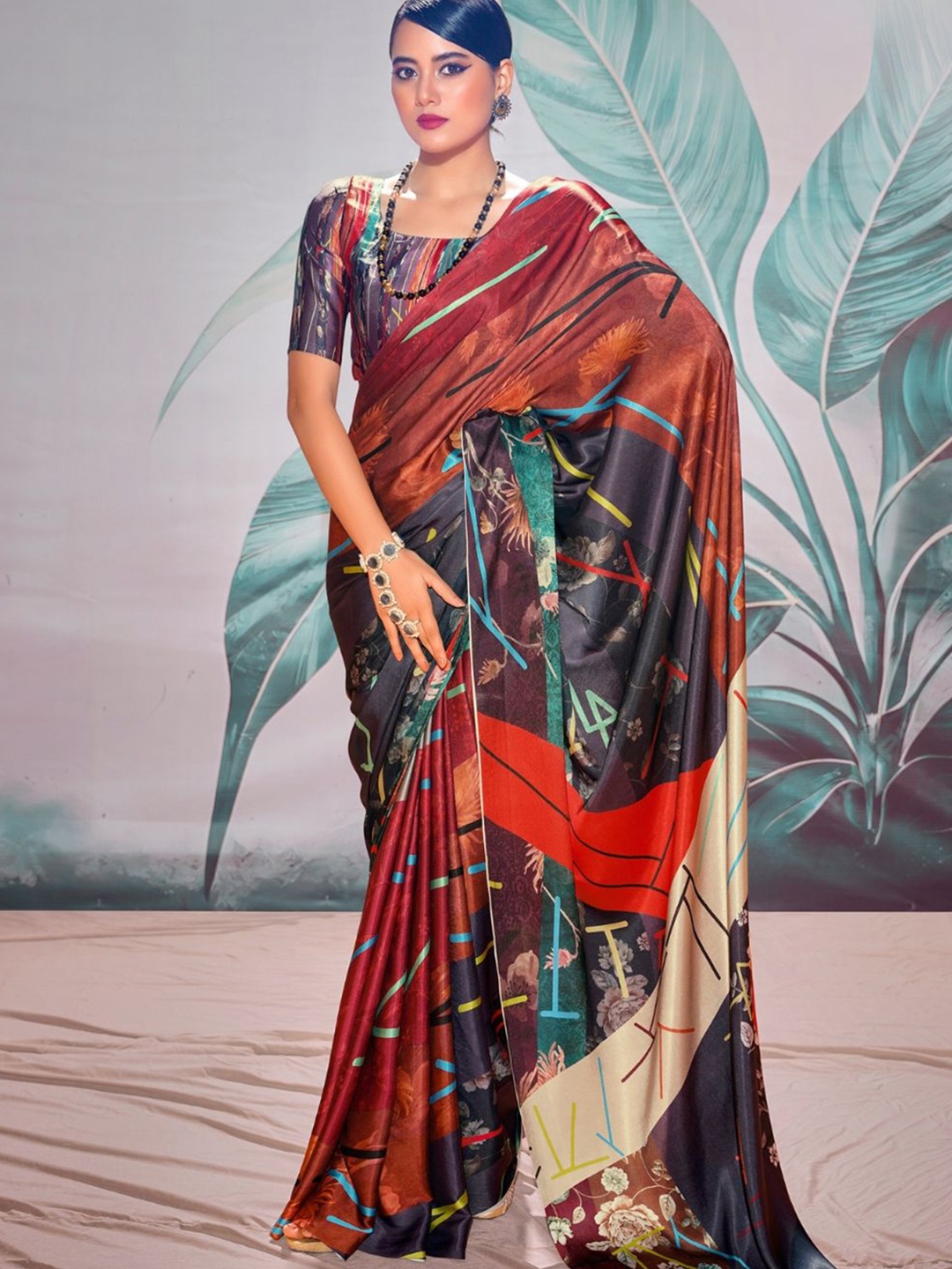 

DEVATITHI Multi SOFT SATIN SILK Saree, Red