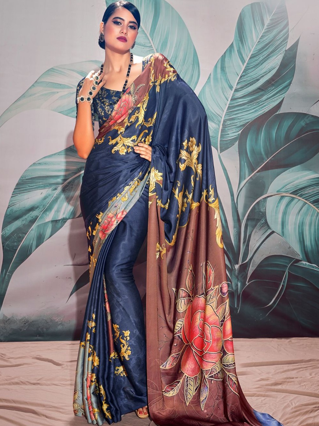 

DEVATITHI Soft Satin Silk Saree, Blue