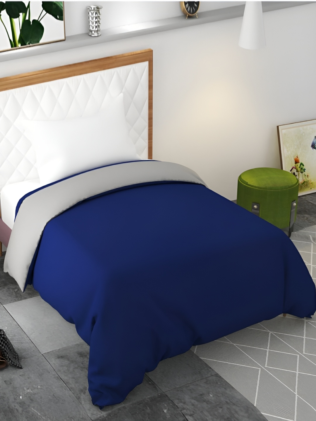 

BELVOSTUM Blue & Grey 250 TC Cotton Count Luxurious Single Size Duvet Cover With Zipper