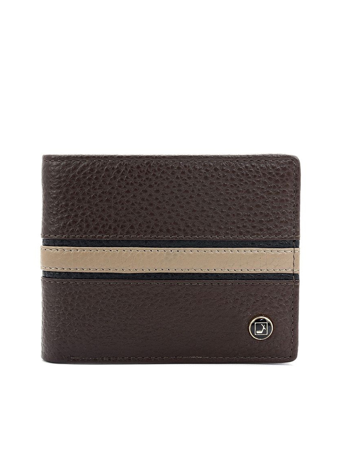 

Da Milano Men Colourblocked Leather Two Fold Wallet, Brown