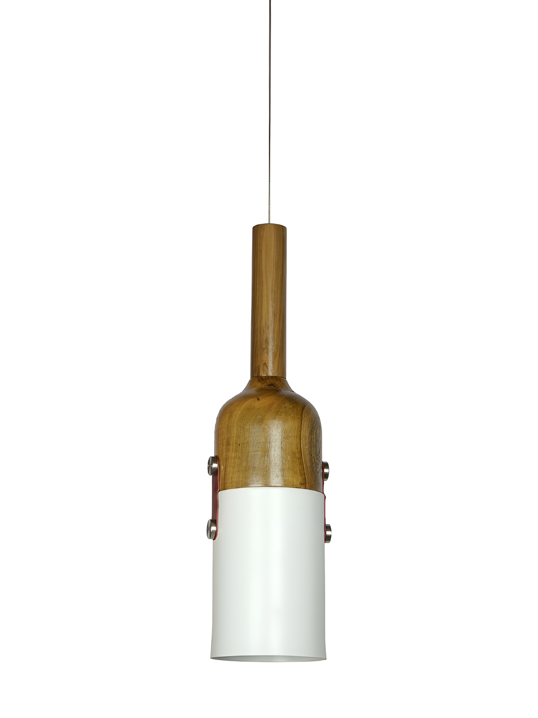 

Fos Lighting White & Brown Metal and Wood Bottle Ceiling Lamp