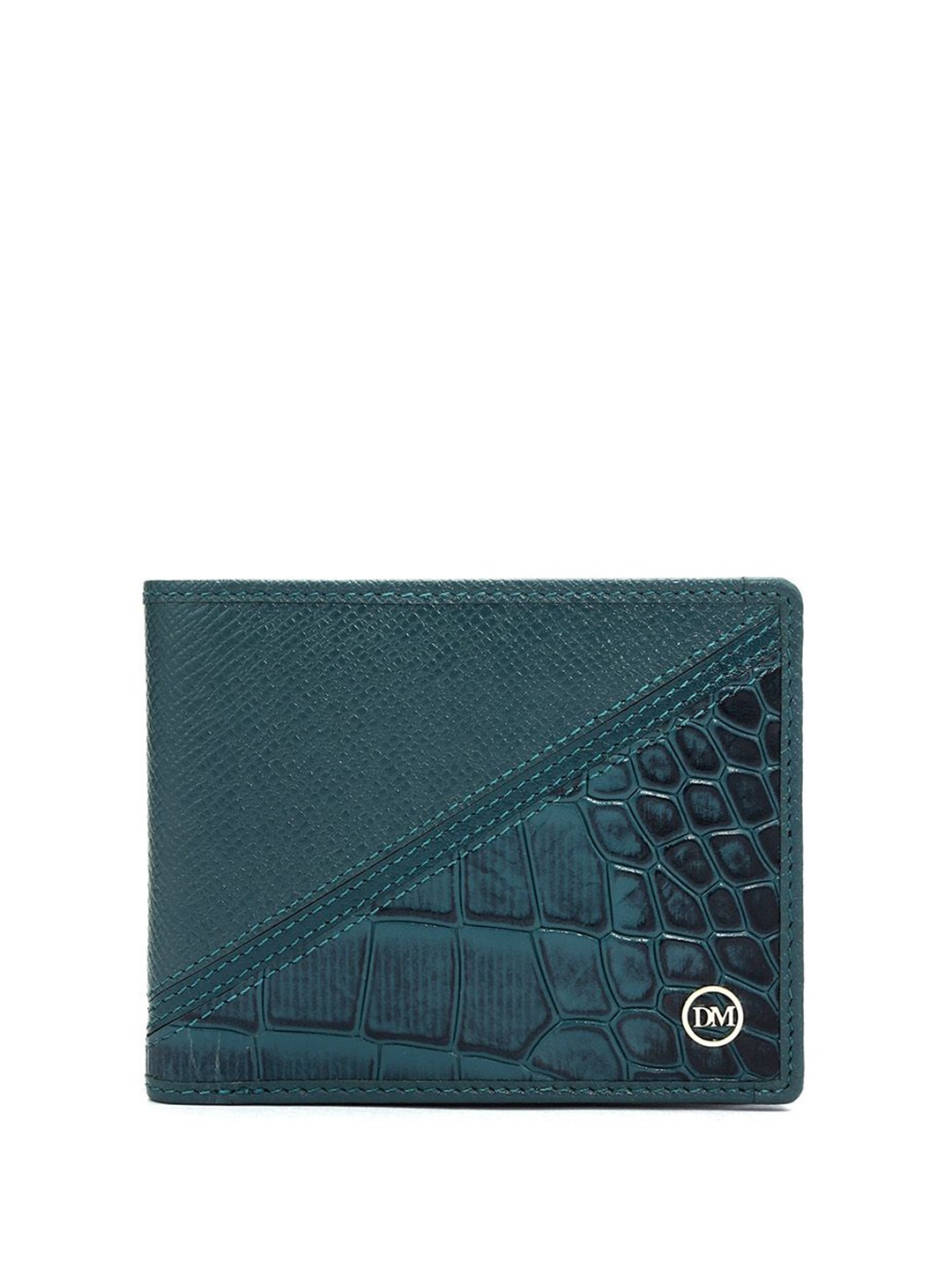 

Da Milano Men Textured Leather Two Fold Wallet, Green