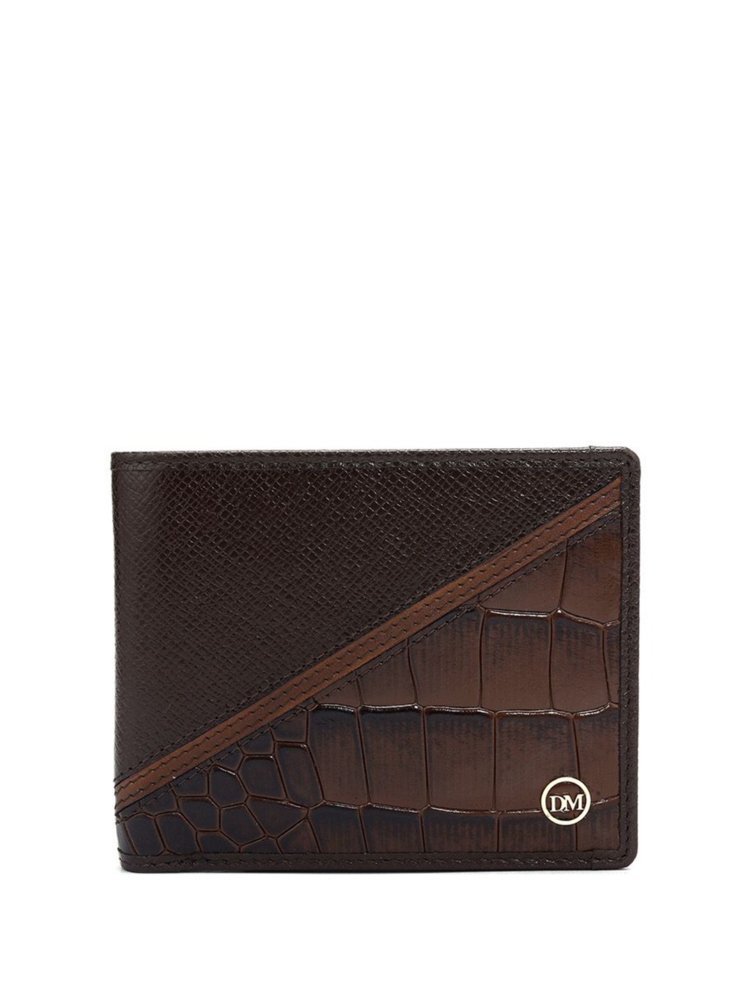 

Da Milano Men Textured Leather Two Fold Wallet, Brown