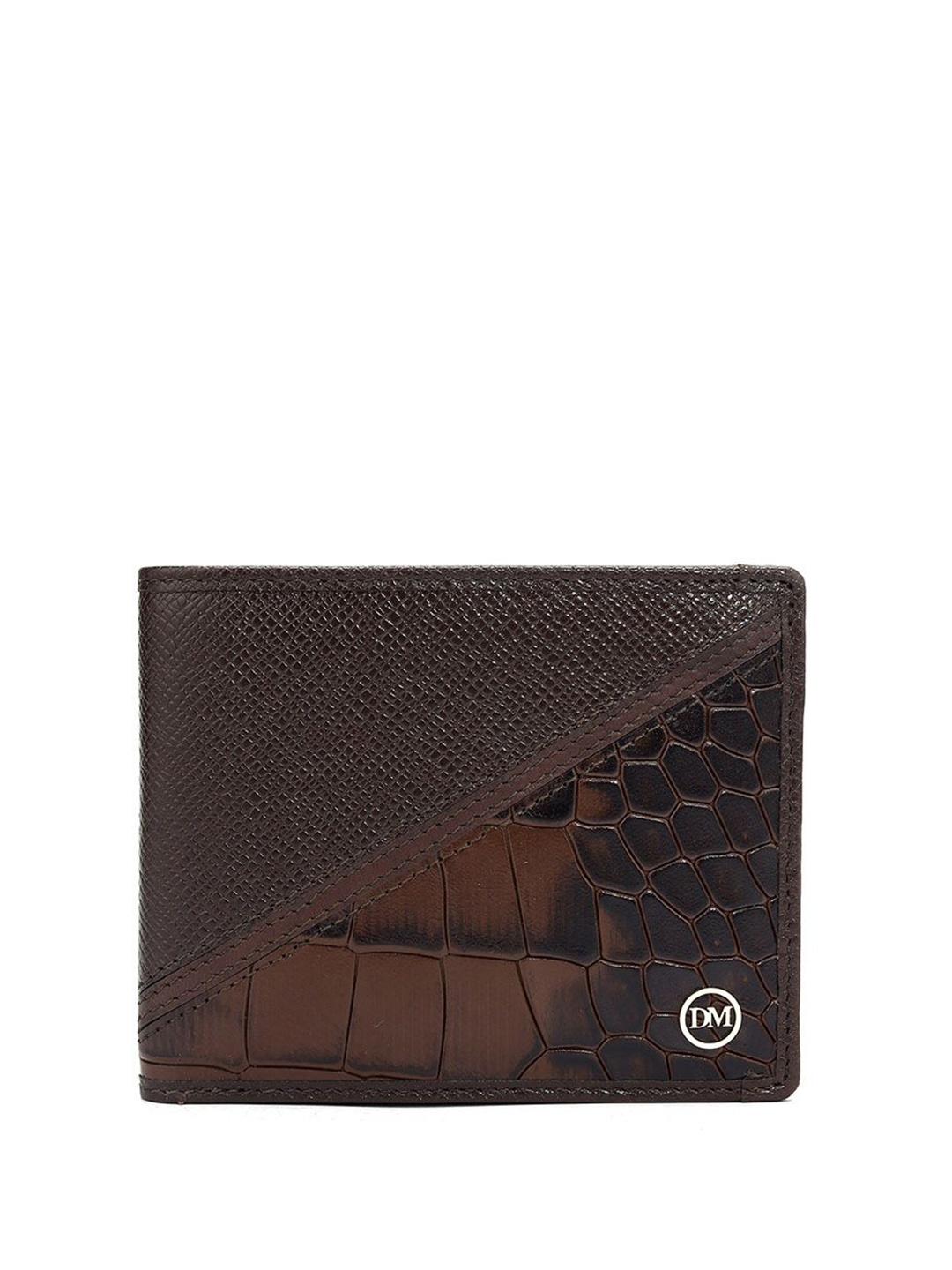 

Da Milano Men Textured Leather Two Fold Wallet, Brown