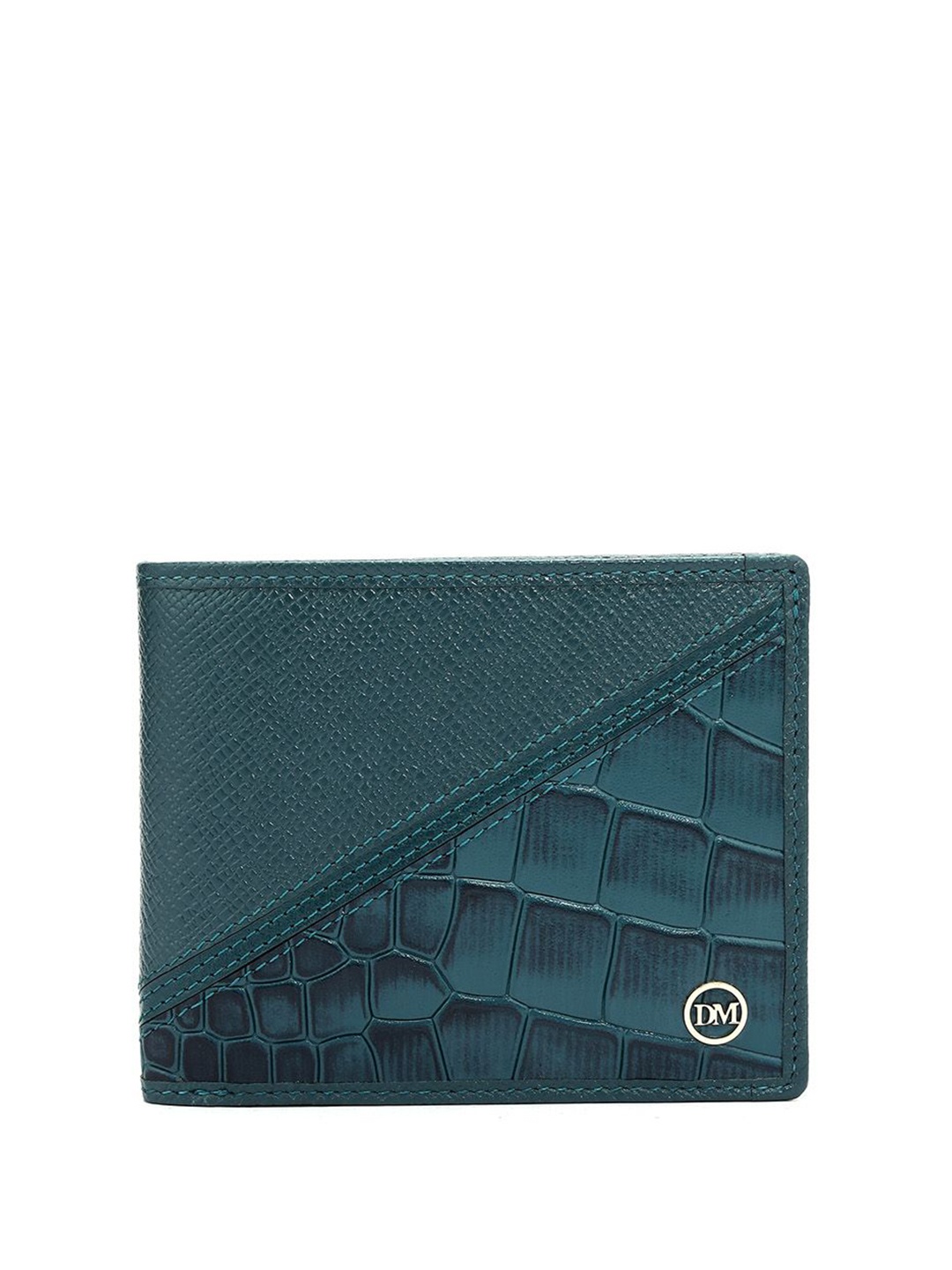 

Da Milano Men Textured Leather Two Fold Wallet, Blue