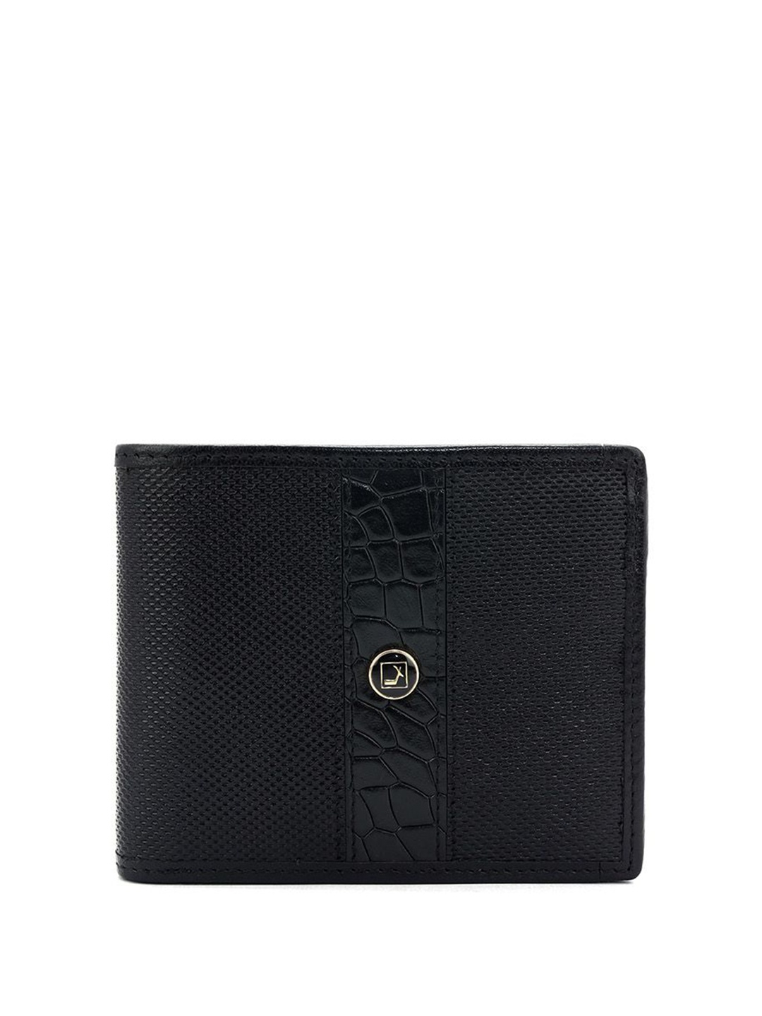 

Da Milano Men Textured Leather Two Fold Wallet, Black