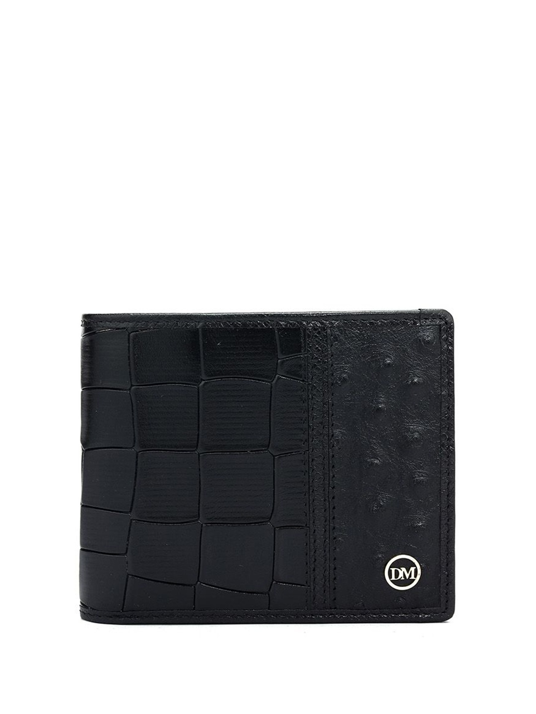 

Da Milano Men Textured RFID Leather Two Fold Wallet, Black