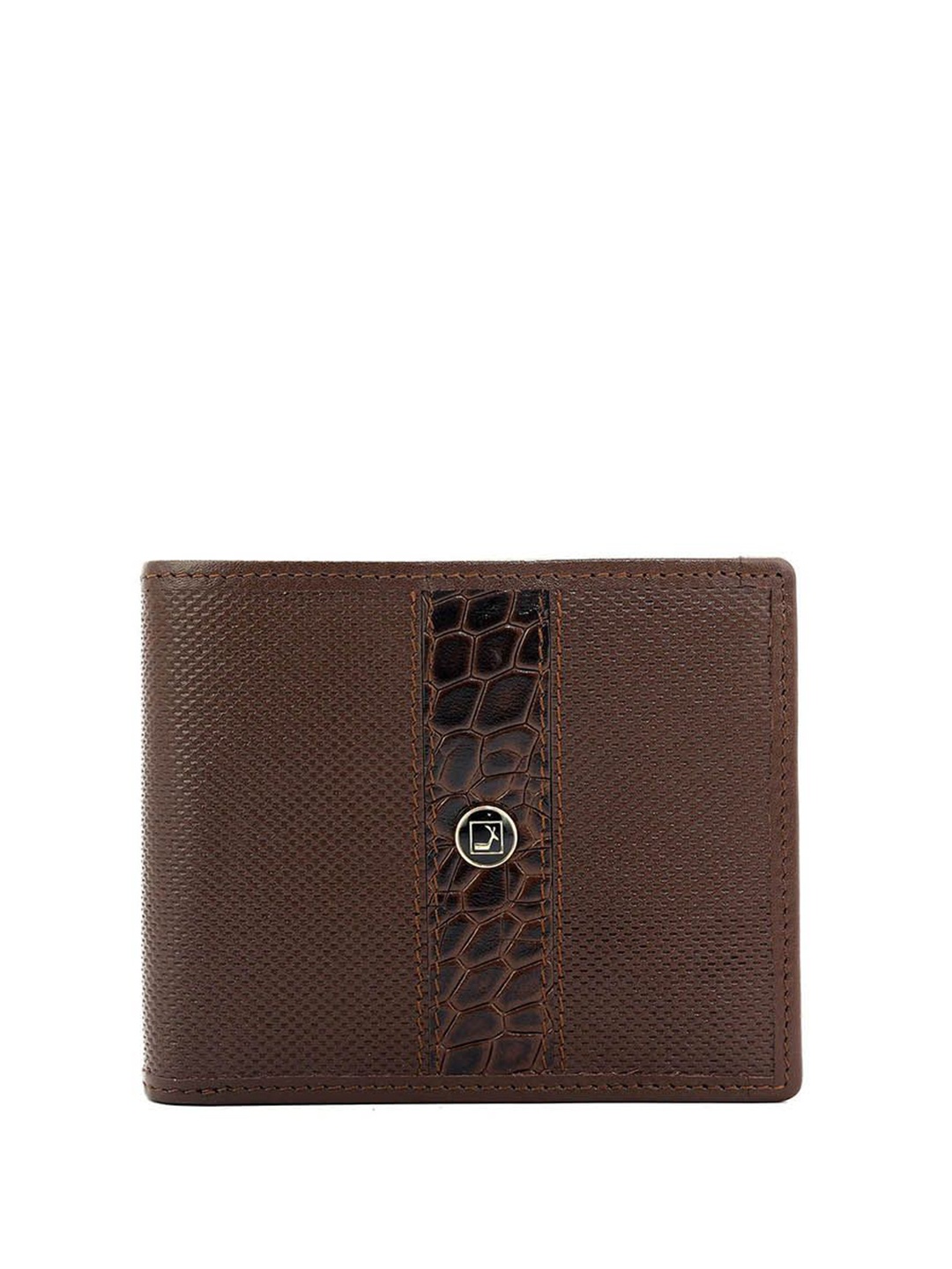 

Da Milano Men Textured Leather Two Fold Wallet, Brown