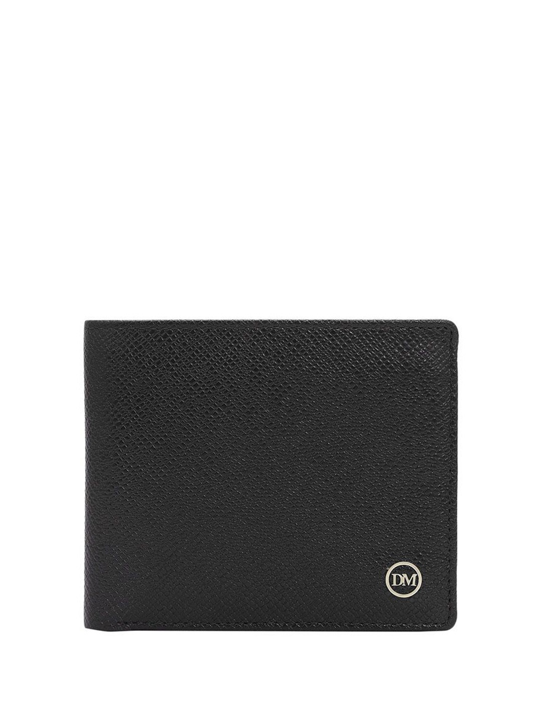 

Da Milano Men Textured Leather Two Fold Wallet, Black
