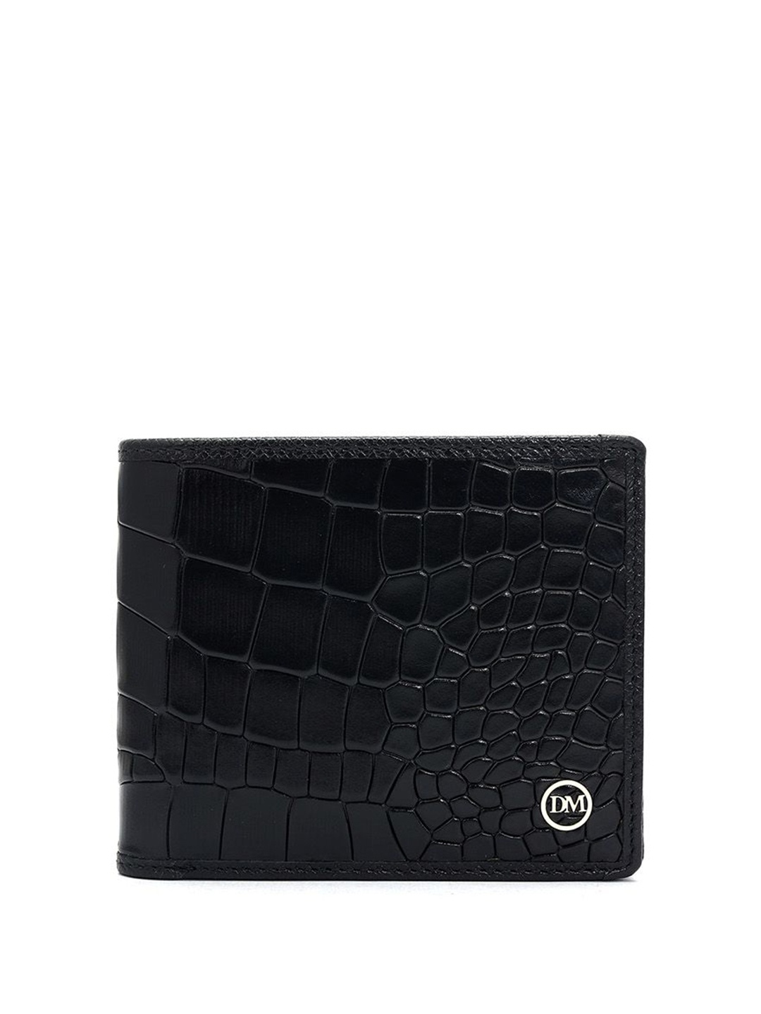 

Da Milano Men Textured Leather Two Fold Wallet, Black