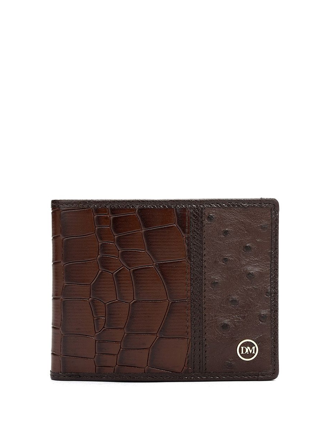 

Da Milano Men Textured Leather Two Fold Wallet, Brown