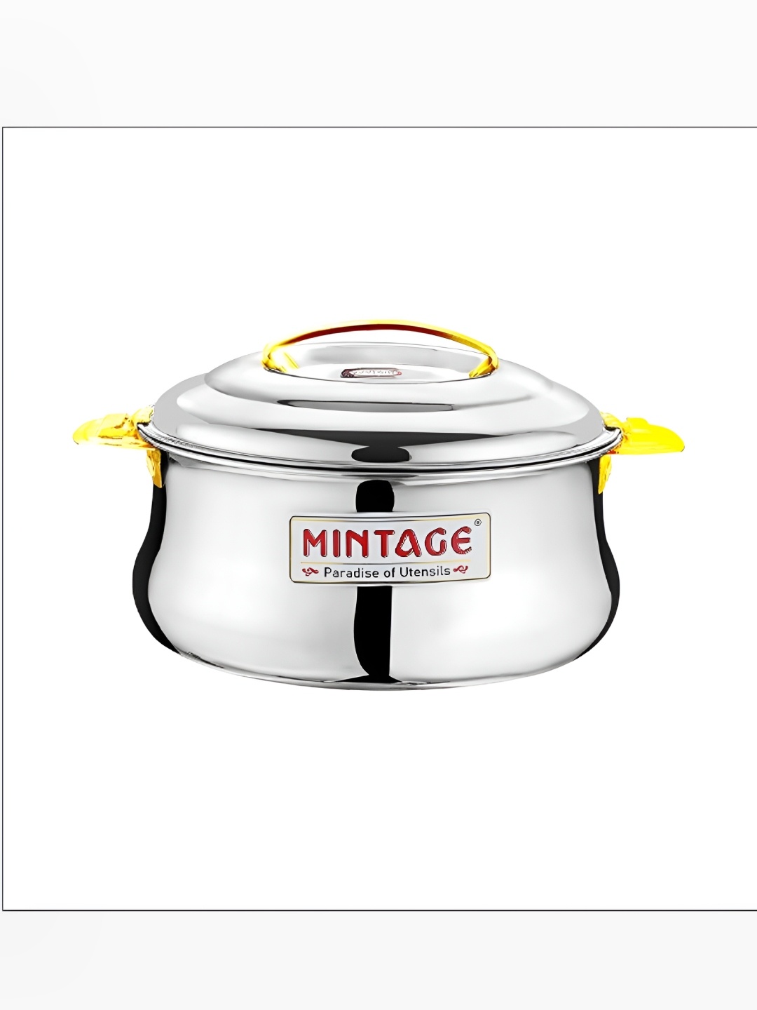 

Mintage Silver-Toned & Yellow Stainless Steel Dishwasher Safe Canister Casserole-1.5 L