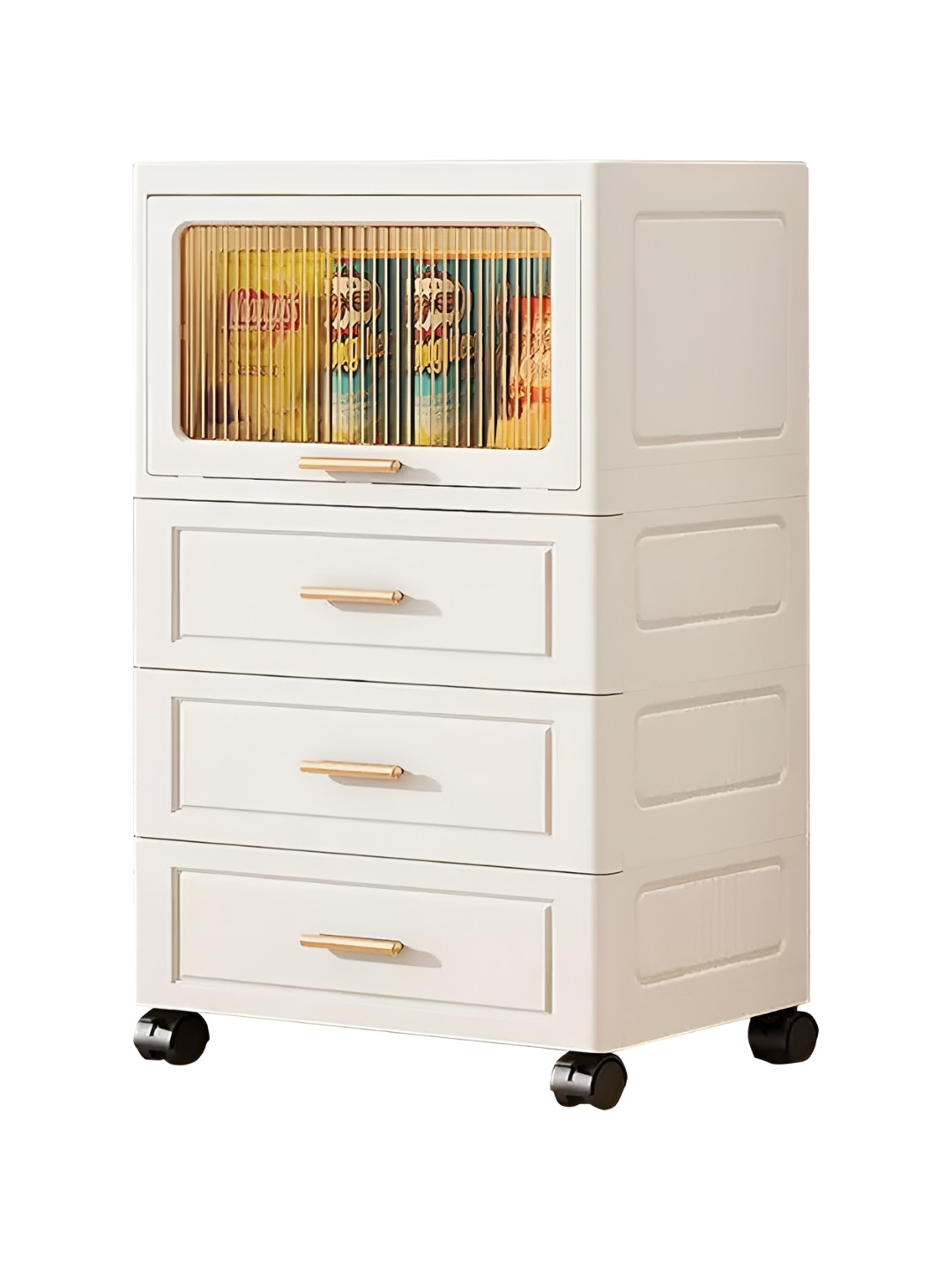 

HOUSE OF QUIRK Beige 3 Drawer + 1 Cabinet Multi-Utility Organiser